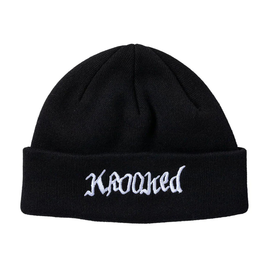 Krooked Double OK Script Cuff Beanie in Heather Grey - Goodnews Skateshop