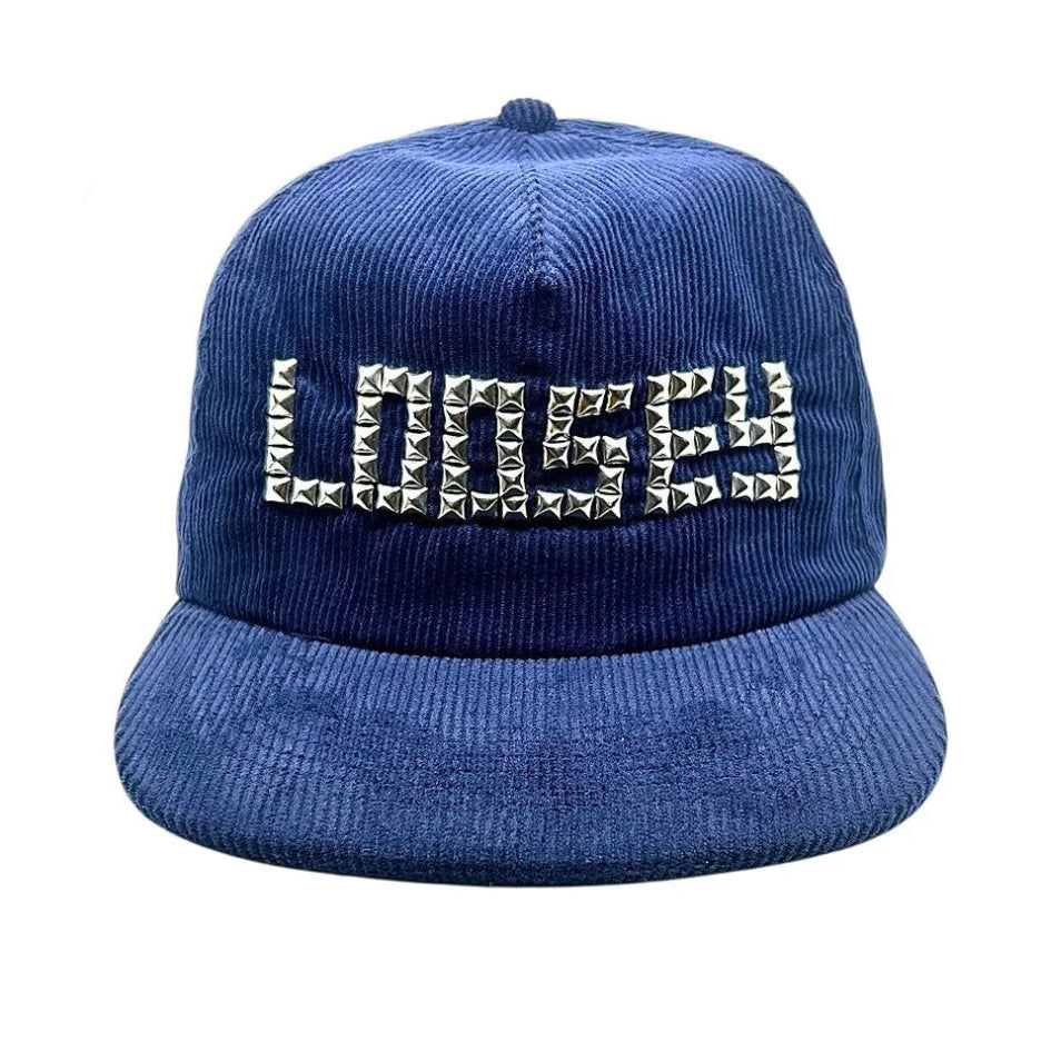 Loosey Studded Corduroy Snapback Hat in Navy - Goodnews Skateshop