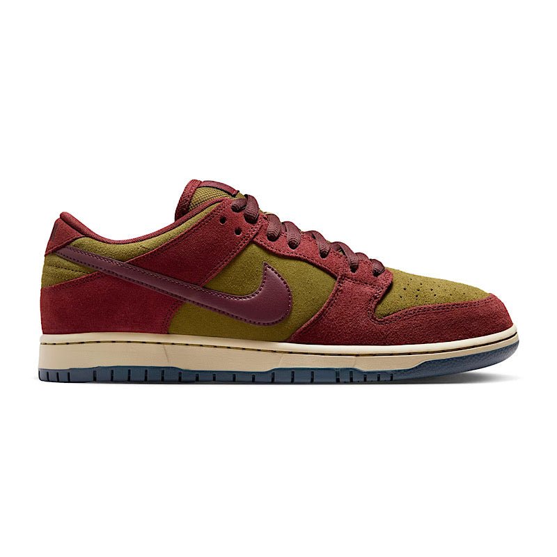 Nike SB Dunk Low Pro in Dark Team Red/Burgundy Crush - Olive Flak - Goodnews Skateshop