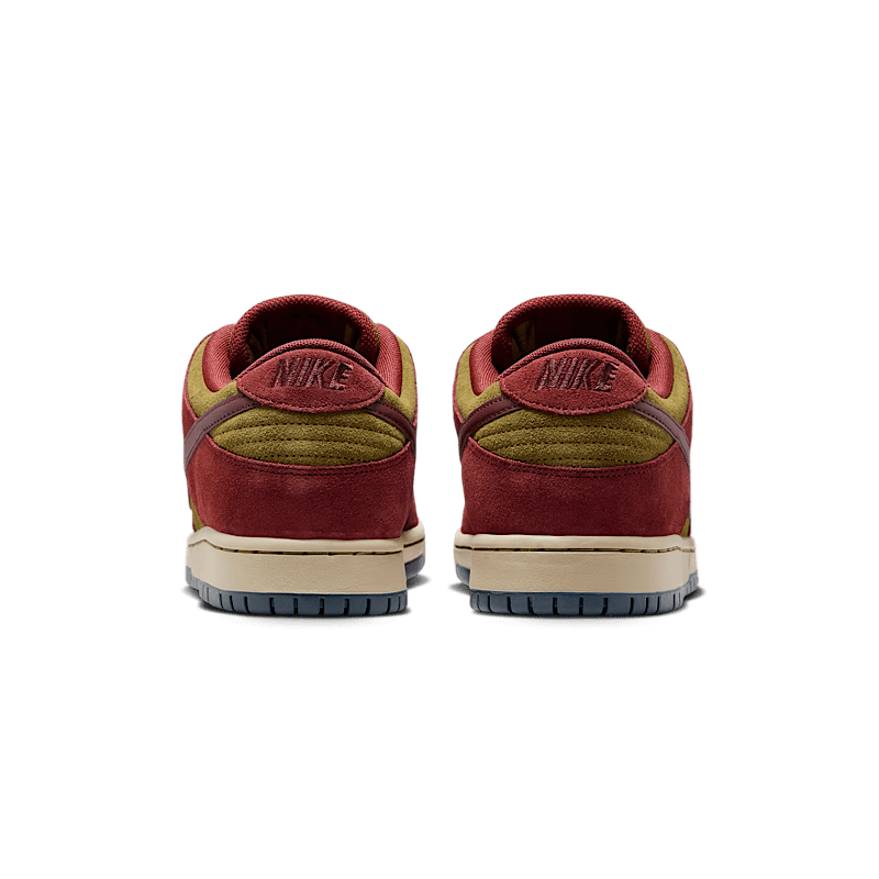 Nike SB Dunk Low Pro in Dark Team Red/Burgundy Crush - Olive Flak - Goodnews Skateshop
