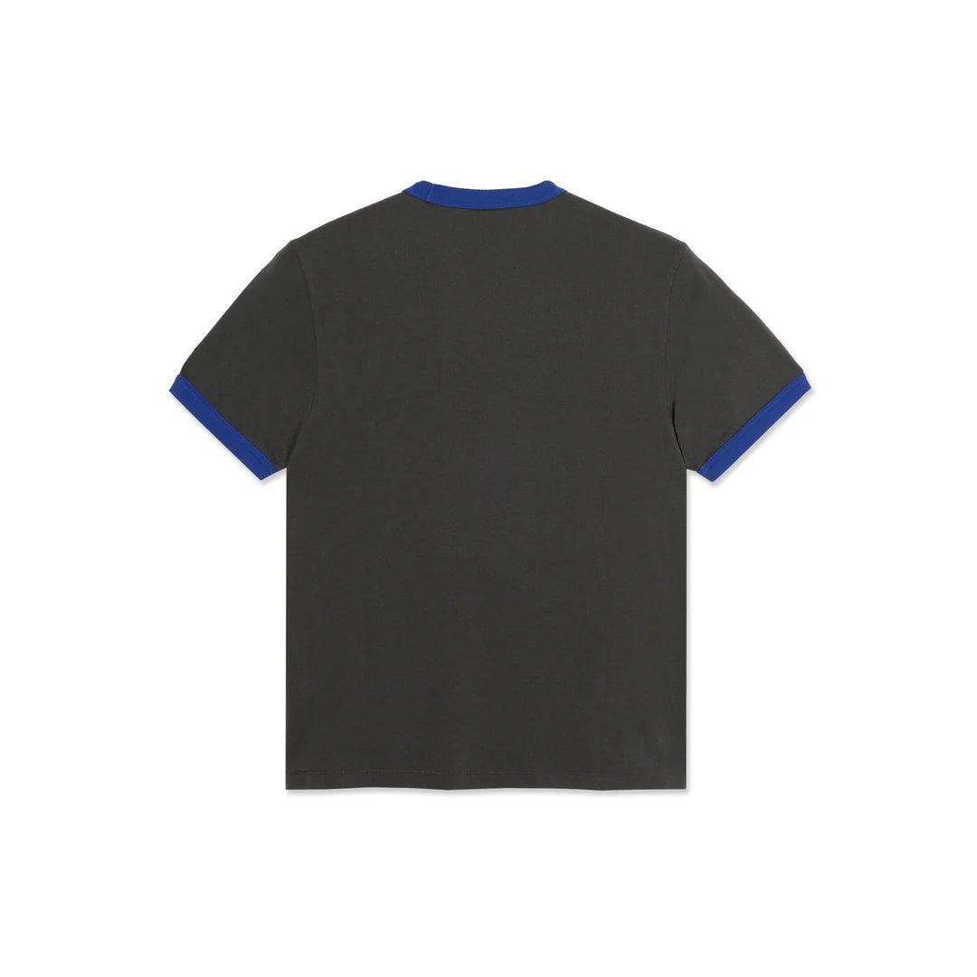 Polar Ringer T-Shirt in Dirty Black/Egyptian Blue - Goodnews Skateshop