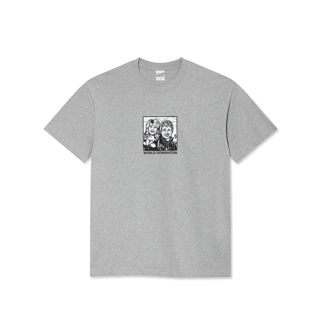 Polar World Domination T-Shirt in Heather Grey - Goodnews Skateshop