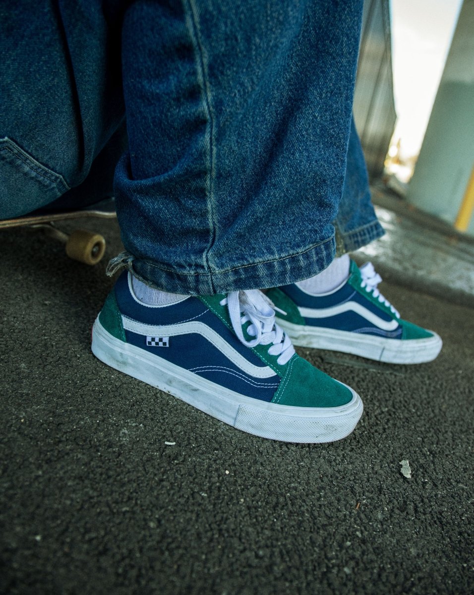 Vans Skate Old Skool in Tartan Green/Blue - Goodnews Skateshop