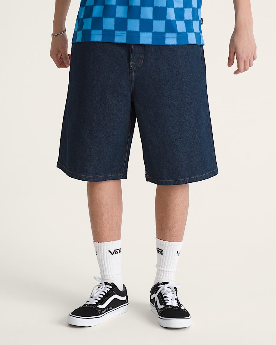 Vans Skate Premium Check - 5 Baggy Denim Shorts in Dark Rinse Blue - Goodnews Skateshop