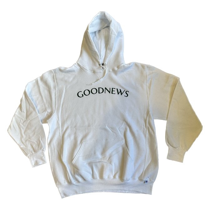 Goodnews Crew Hoodie in White and Green - Goodnews Skateshop