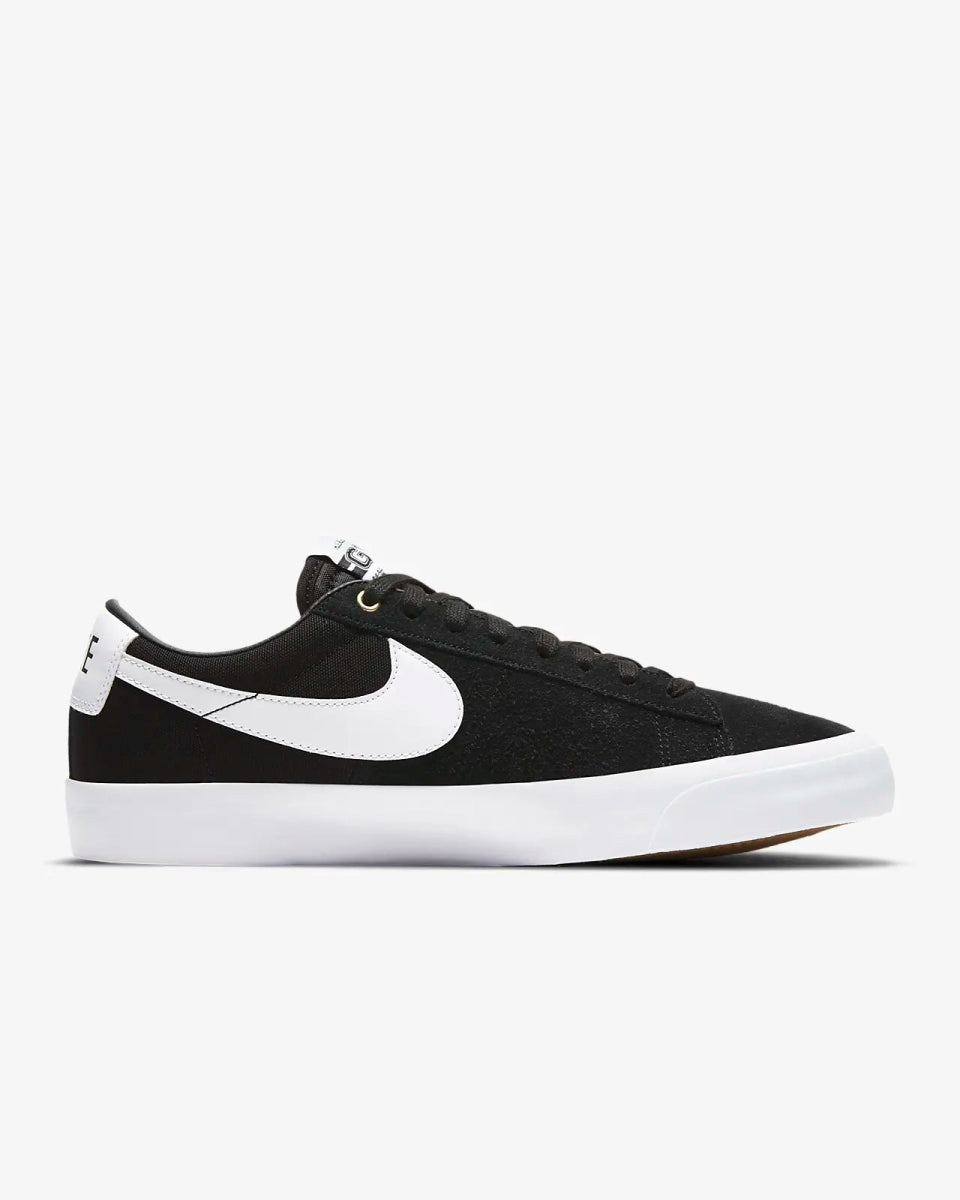 Nike SB Zoom Blazer Low Pro GT in Black/White-Black-Gum Light Brown - Goodnews Skateshop