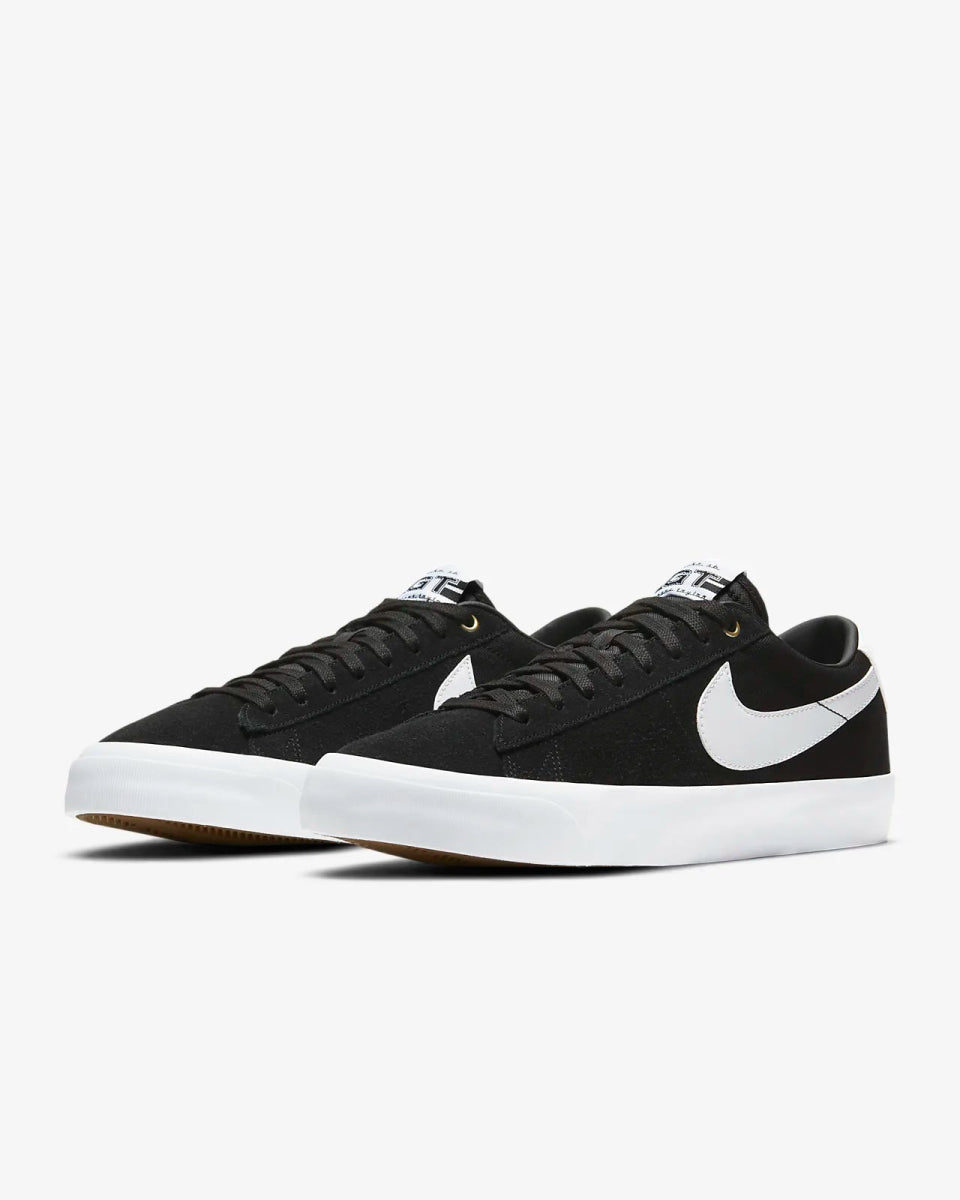 Nike SB Zoom Blazer Low Pro GT in Black/White-Black-Gum Light Brown - Goodnews Skateshop