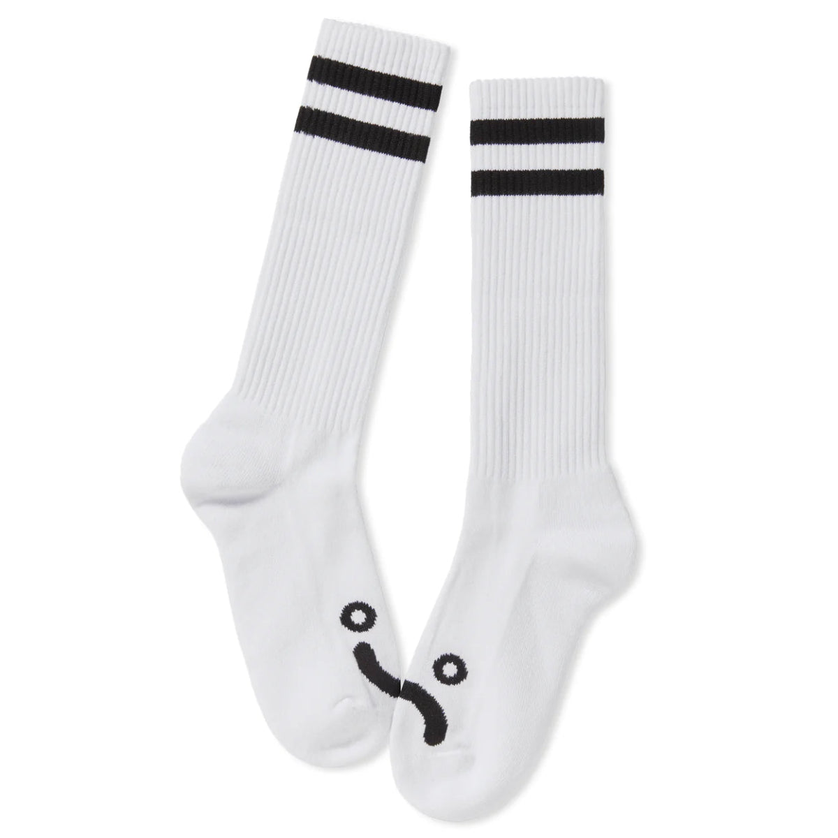 Polar Long Happy Sad Rib Socks in White - Goodnews Skateshop