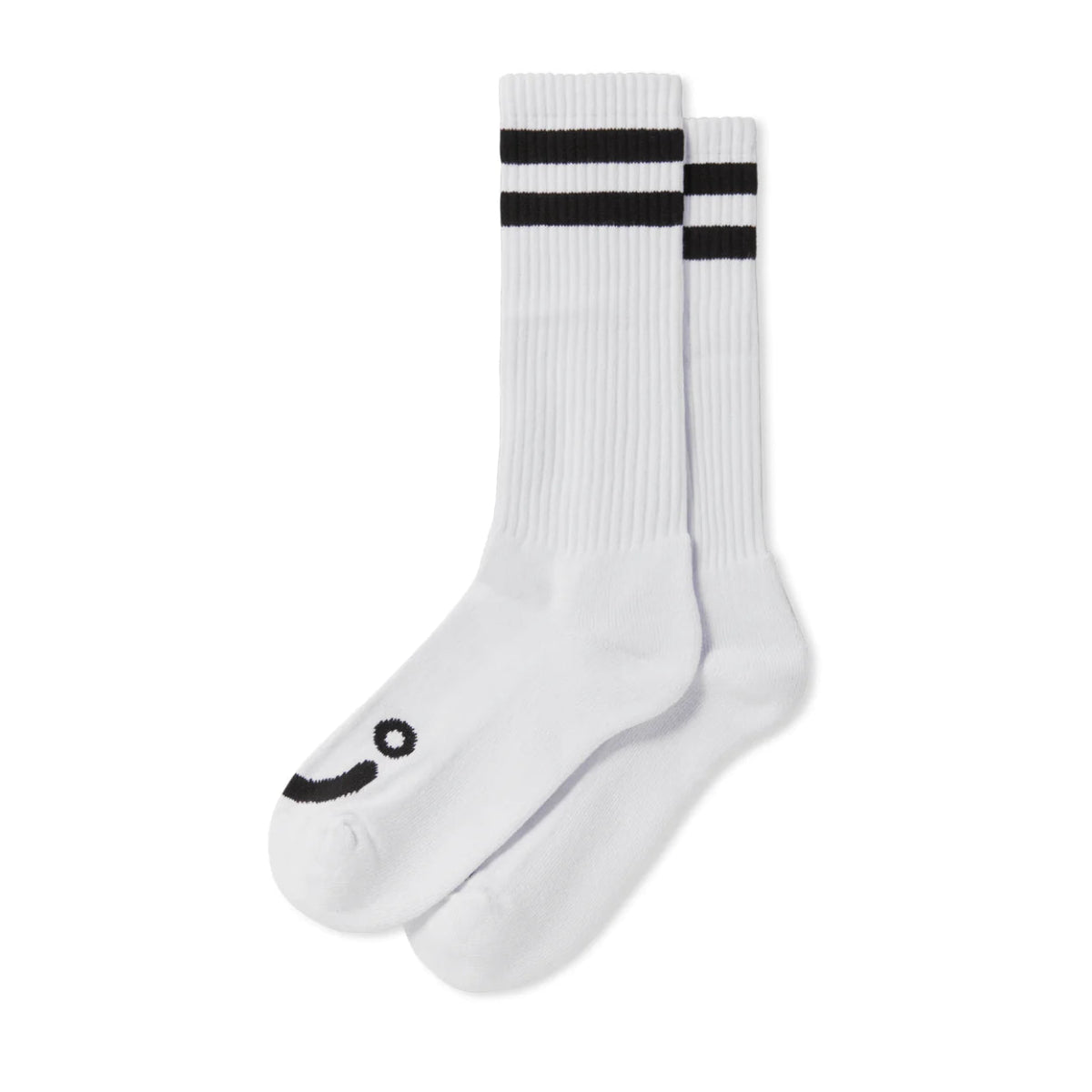 Polar Long Happy Sad Rib Socks in White - Goodnews Skateshop