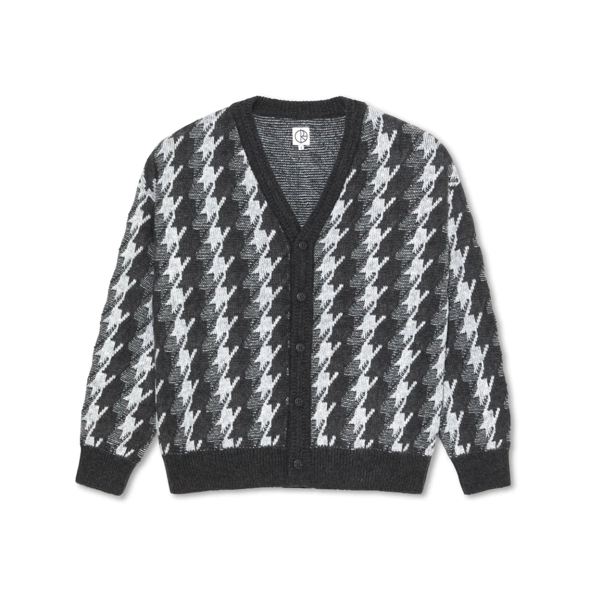 Polar Louis Cardigan Houndstooth in Grey - Goodnews Skateshop