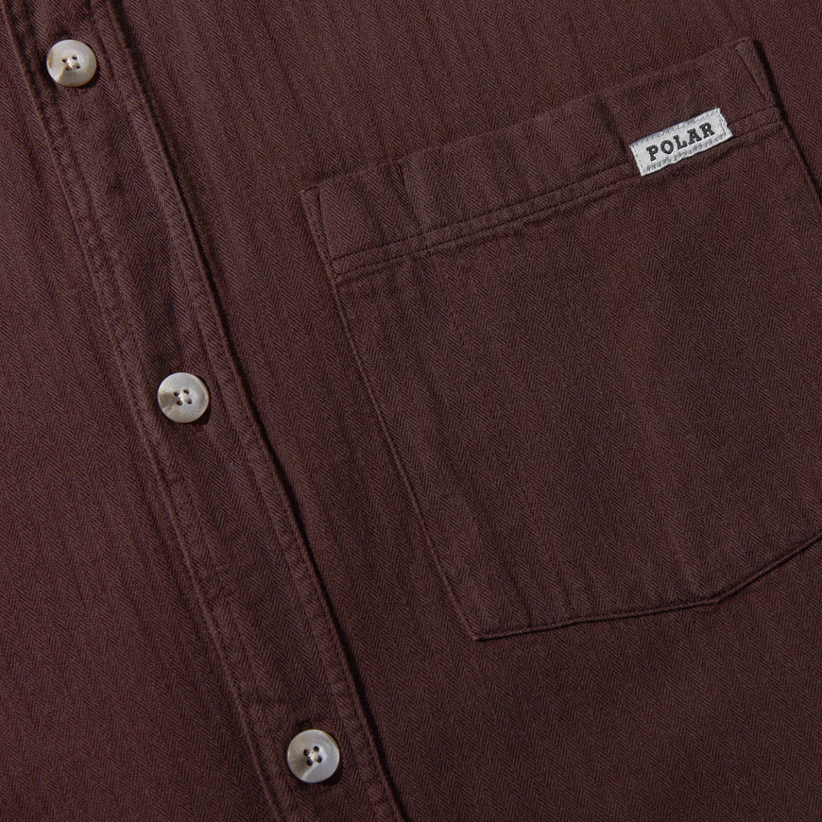 Polar Mitchell Herringbone LS Shirt in Wine - Goodnews Skateshop