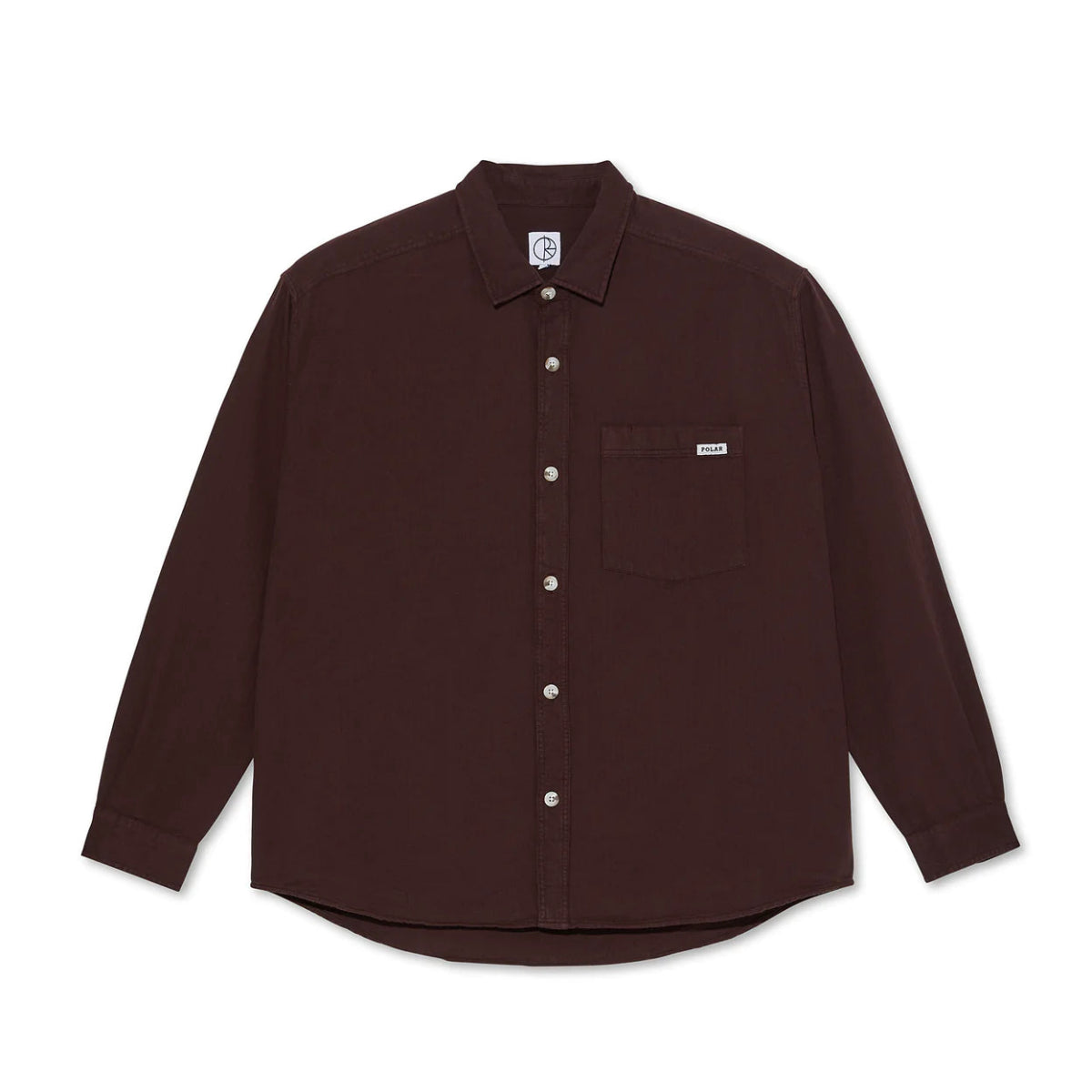 Polar Mitchell Herringbone LS Shirt in Wine - Goodnews Skateshop