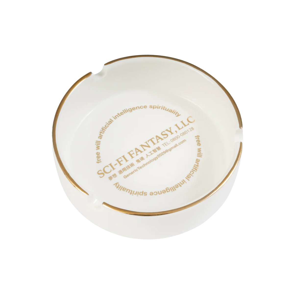 Sci-Fi Fantasy Ashtray in White/Gold - Goodnews Skateshop