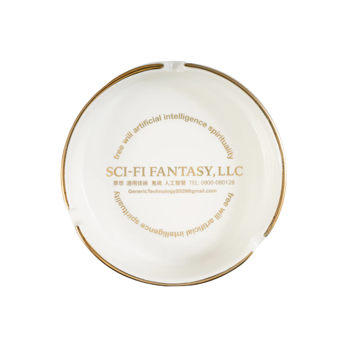 Sci-Fi Fantasy Ashtray in White/Gold - Goodnews Skateshop