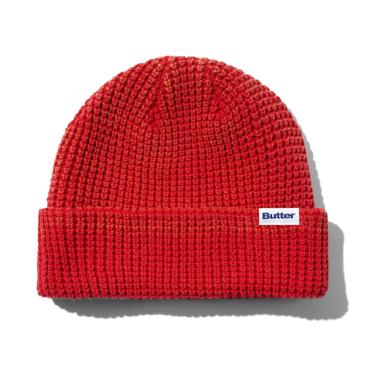 Butter Goods Distress Waffle Beanie in Red