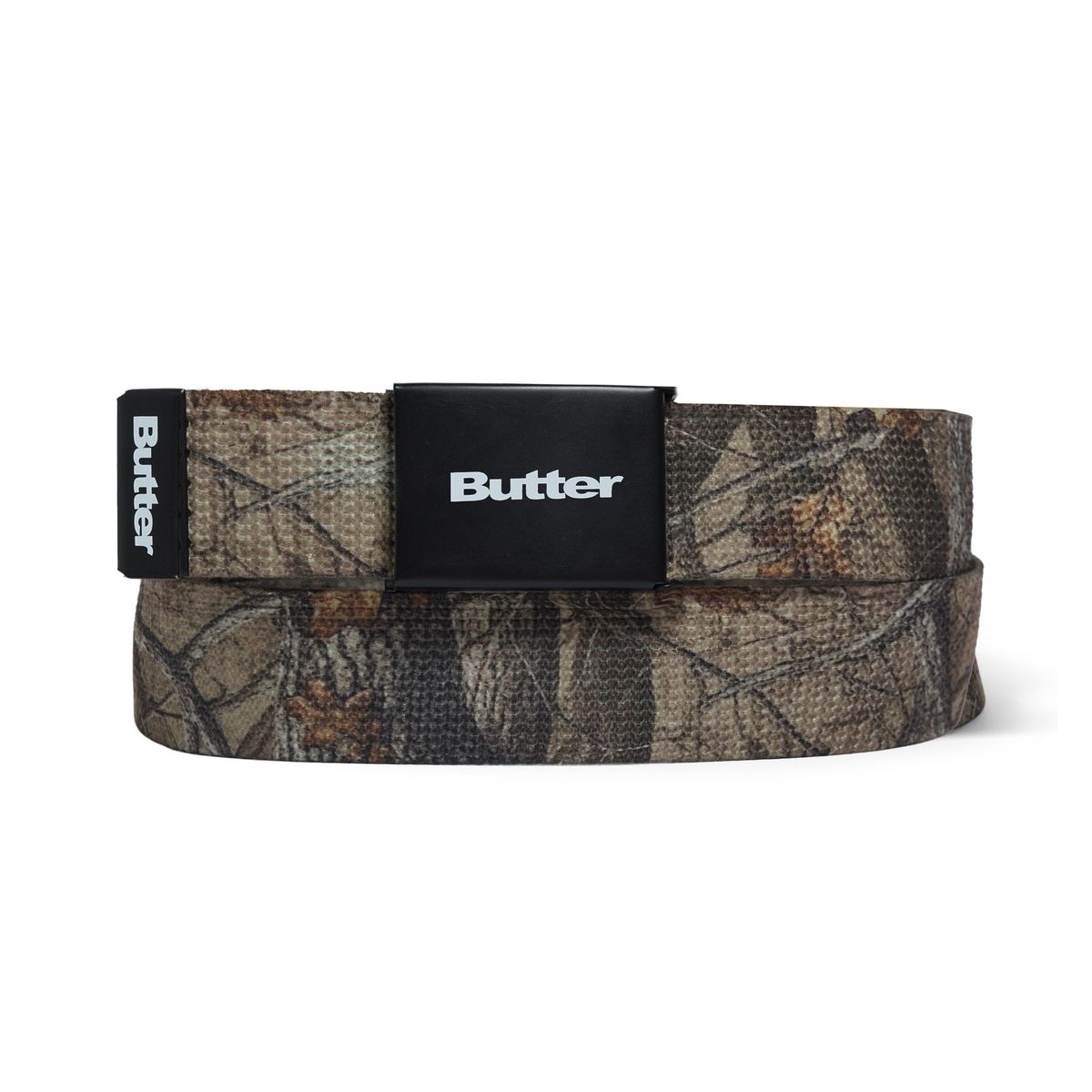 Butter Goods Logo Woven Belt in Forest Camo