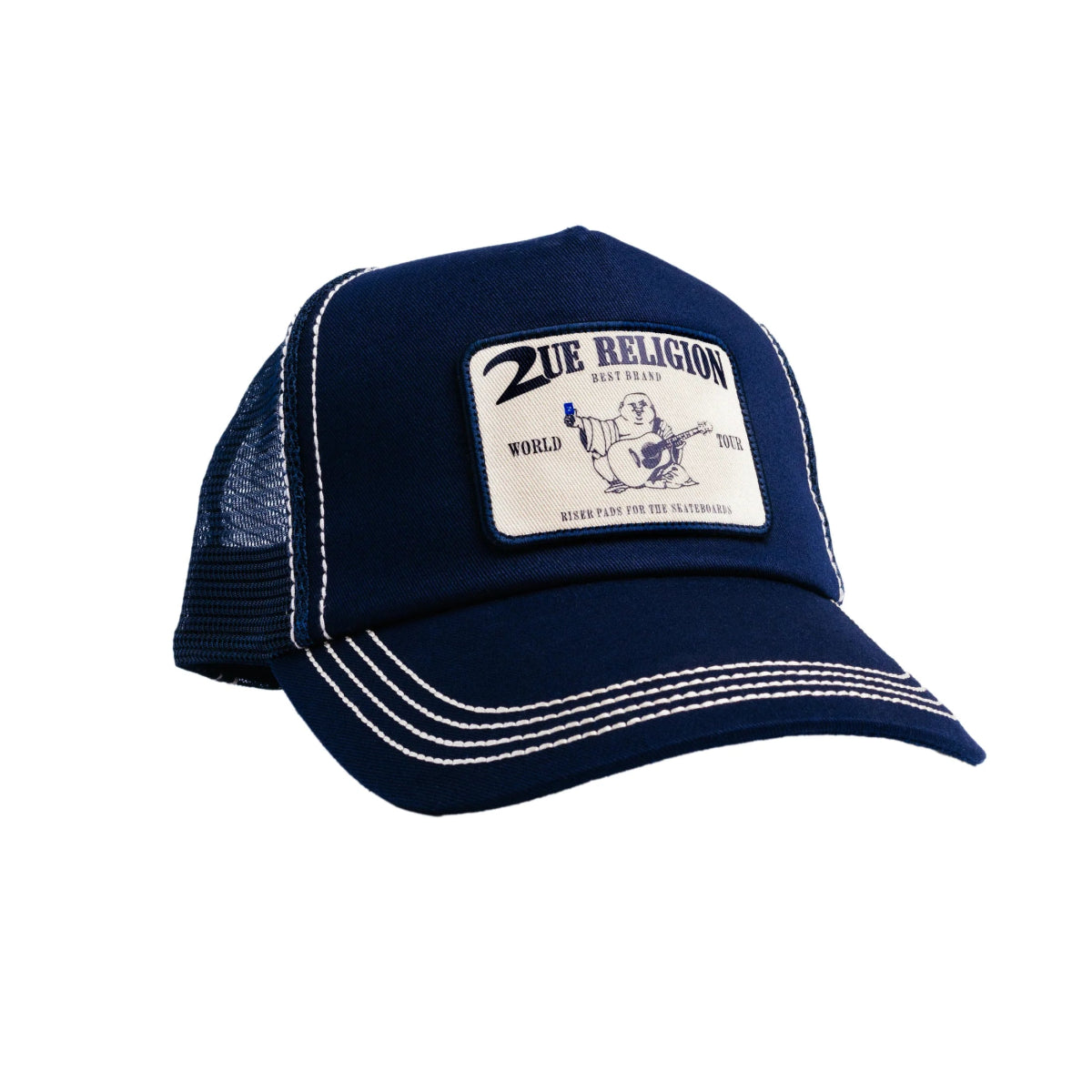 2 Riser Pads World Tour Trucker Hat in Navy - Goodnews Skateshop