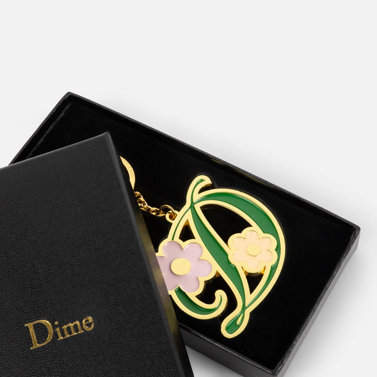 Dime Oversized Floral Keychain in Gold