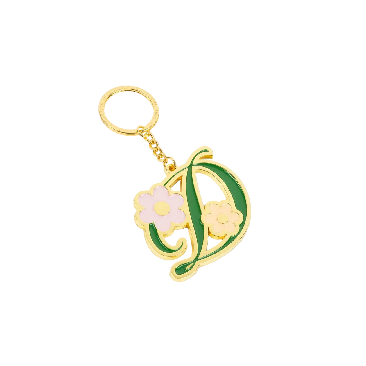 Dime Oversized Floral Keychain in Gold