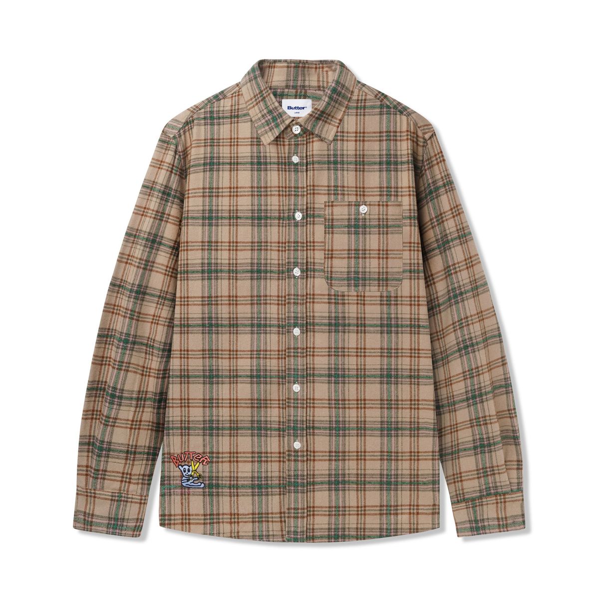 Butter Goods Bear Flannel Shirt in Khaki