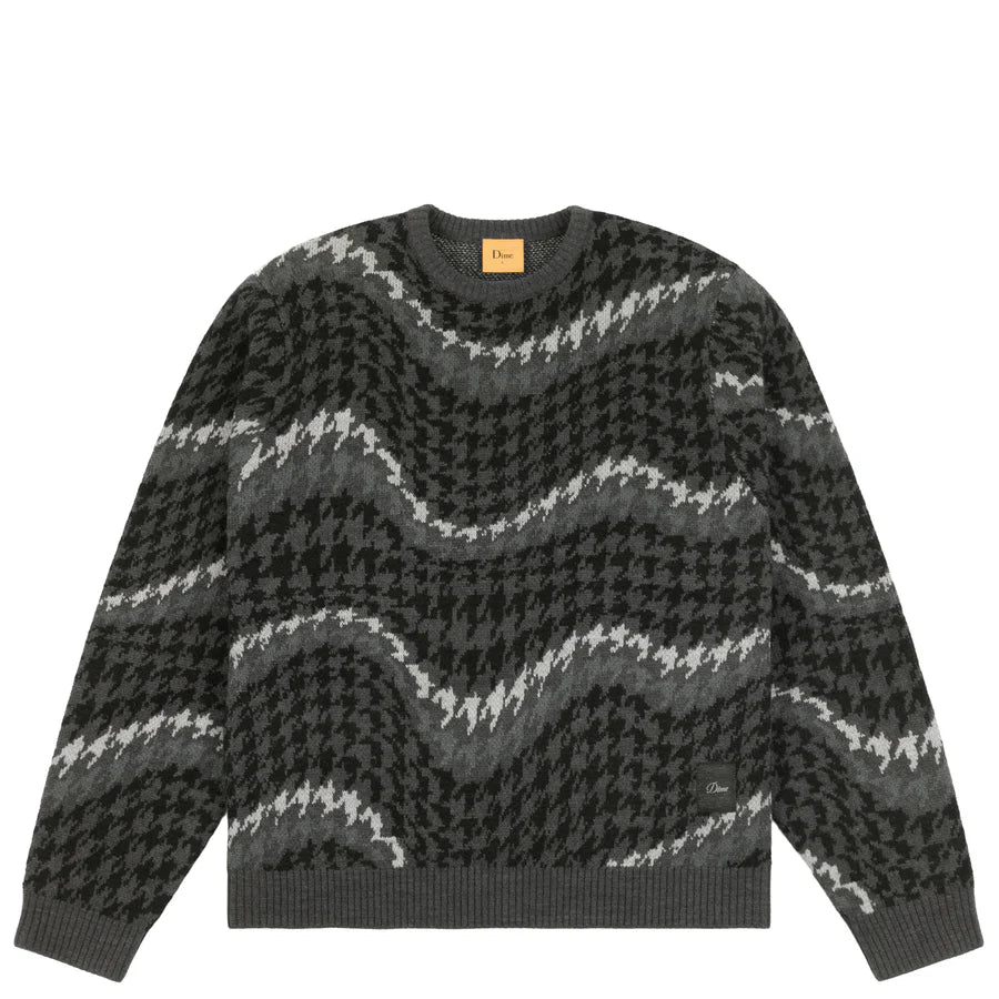 Dime Houndstooth Knit Sweater in Coal