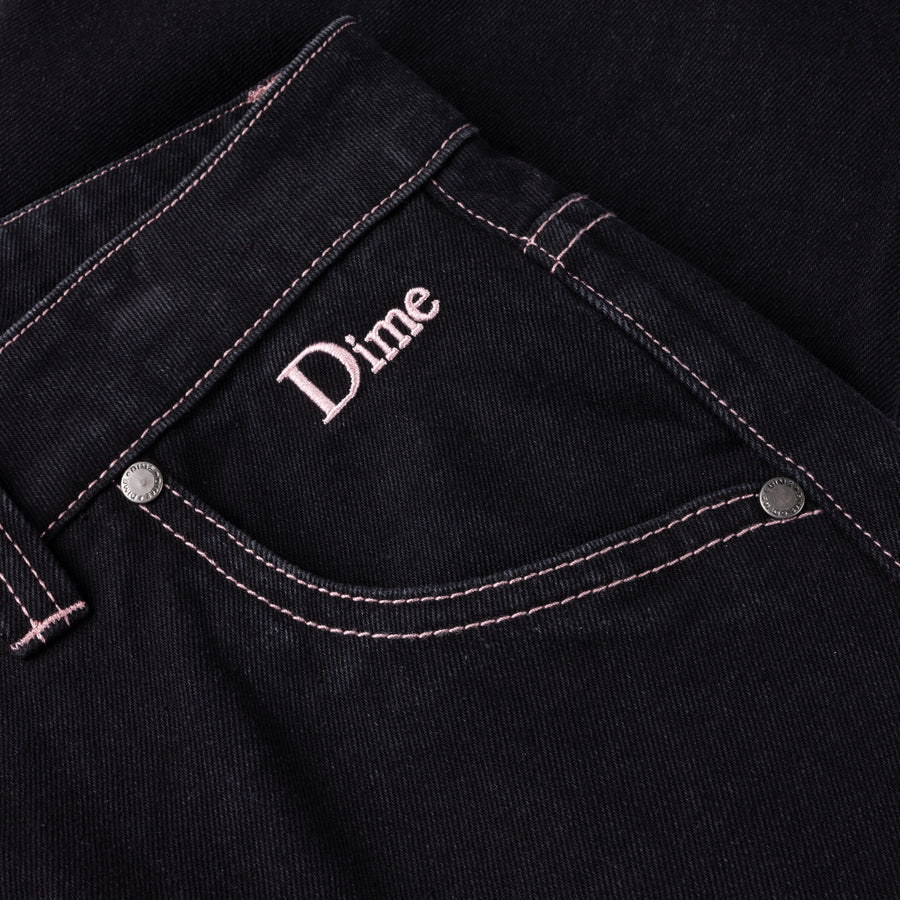 Dime Classic Relaxed Denim Pants in Black/Contrast Stitch