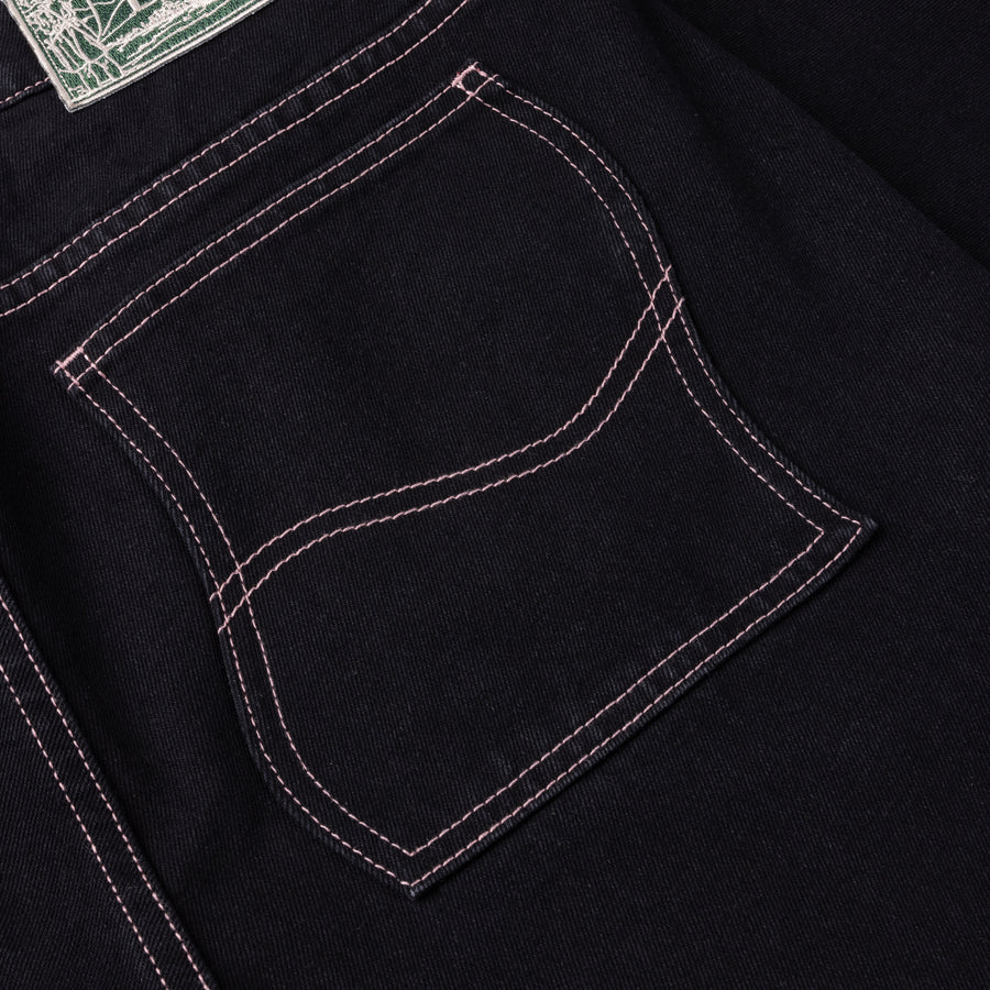 Dime Classic Relaxed Denim Pants in Black/Contrast Stitch