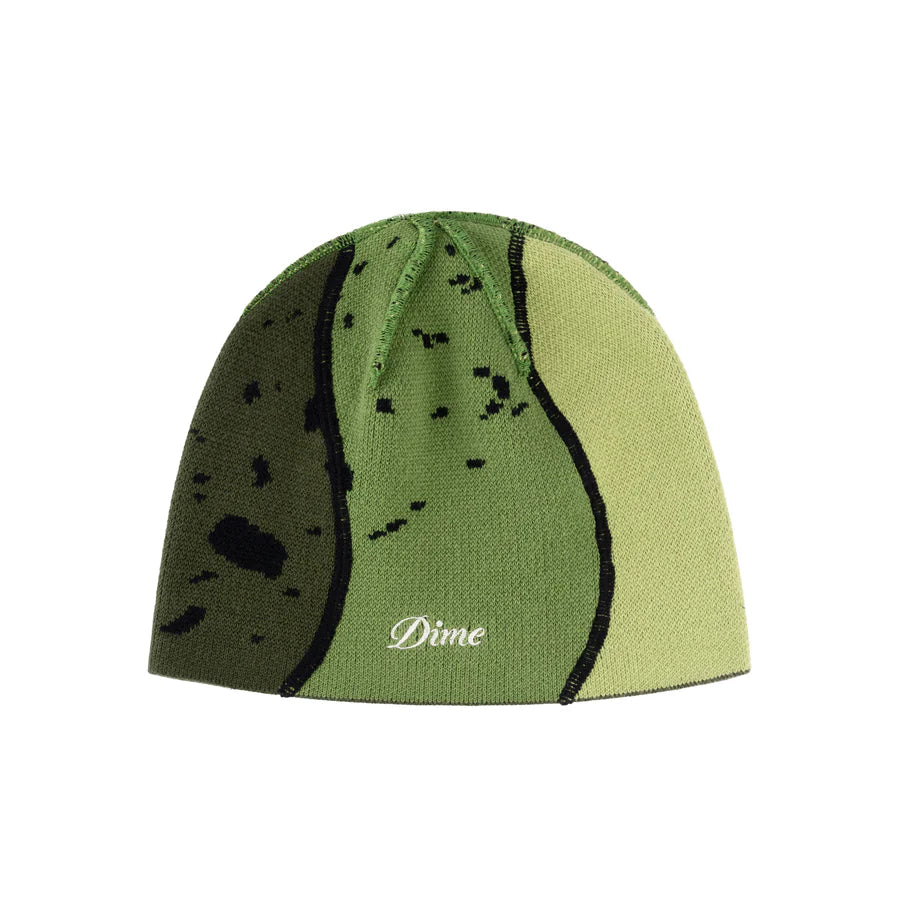 Dime Reverse Stitch Skully Beanie in Green