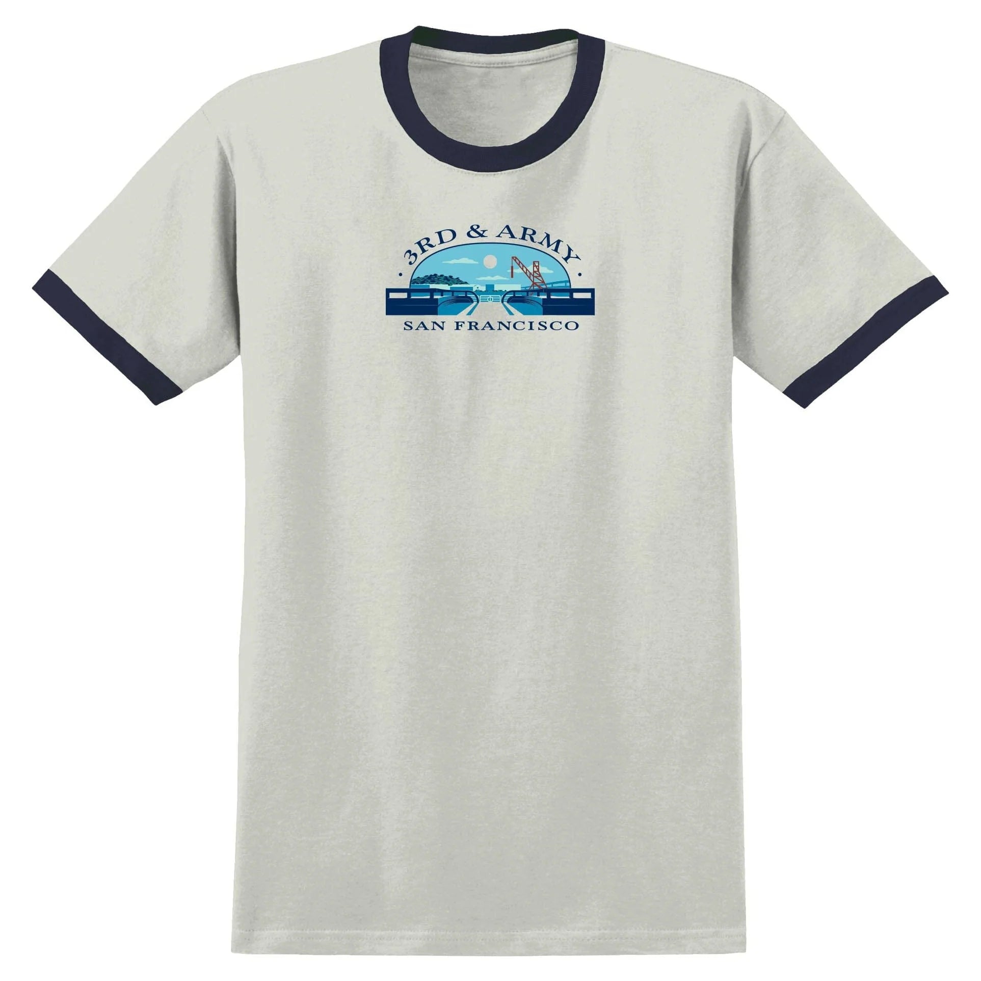 Real 3rd and Army Ringer T-Shirt in Natural/Midnight Navy