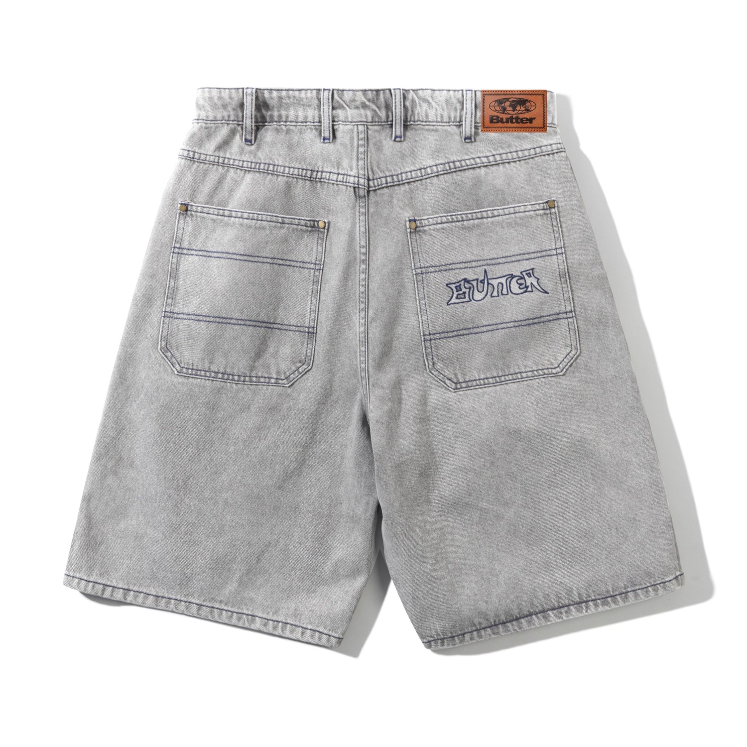 Butter Goods Encounter Denim Shorts in Washed Soft Grey