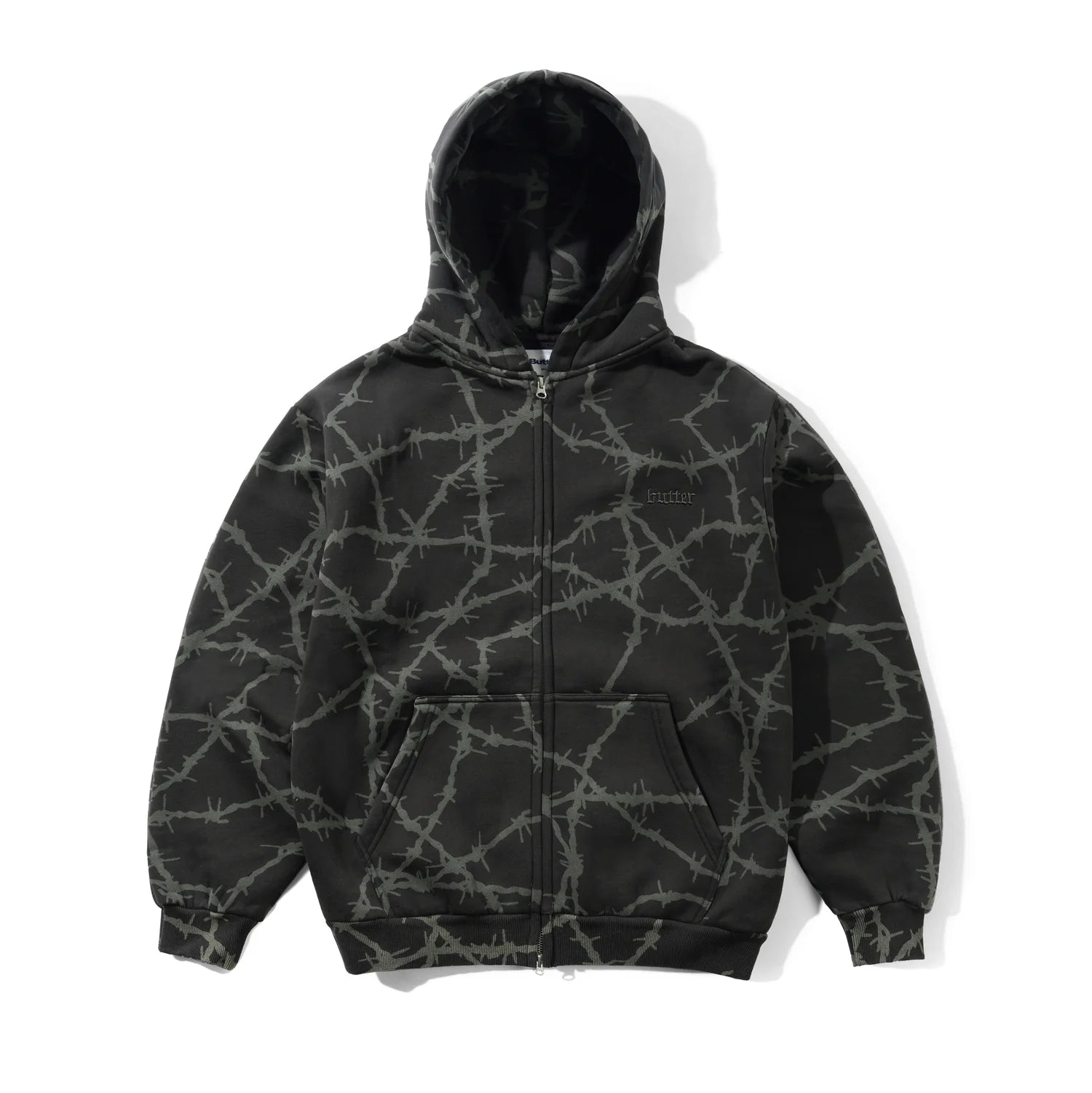 Butter Goods Wired Zip-Thru Hoodie in Charcoal