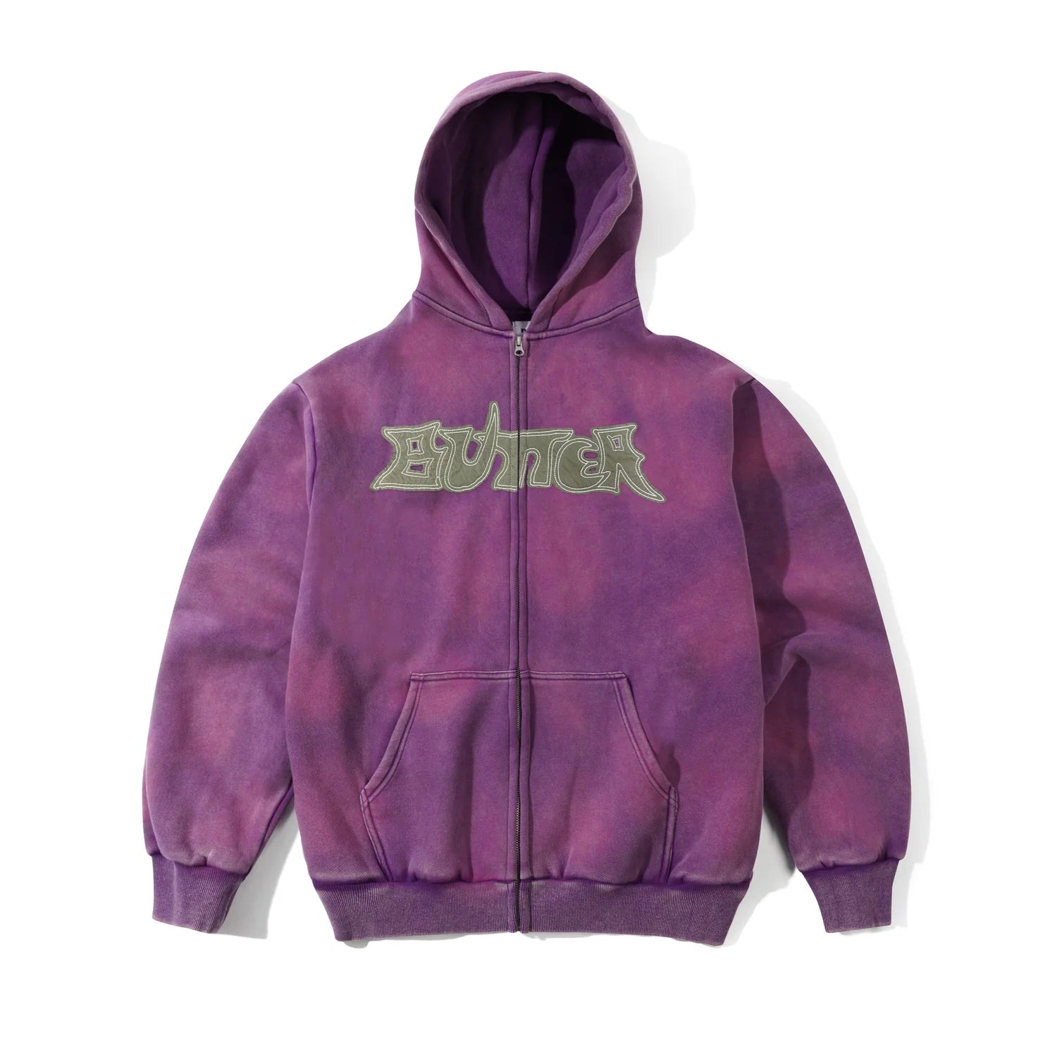 Butter Goods Encounter Zip-Thru Hoodie in Washed Purple
