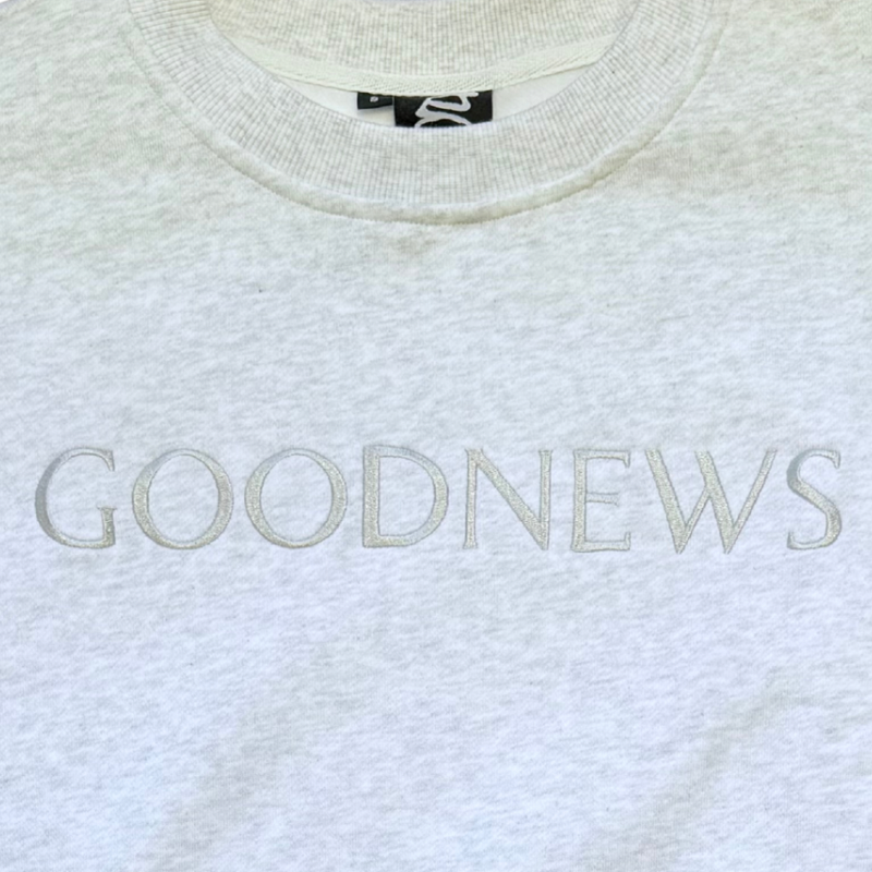 Goodnews Embroidered Crew Crewneck in Gray