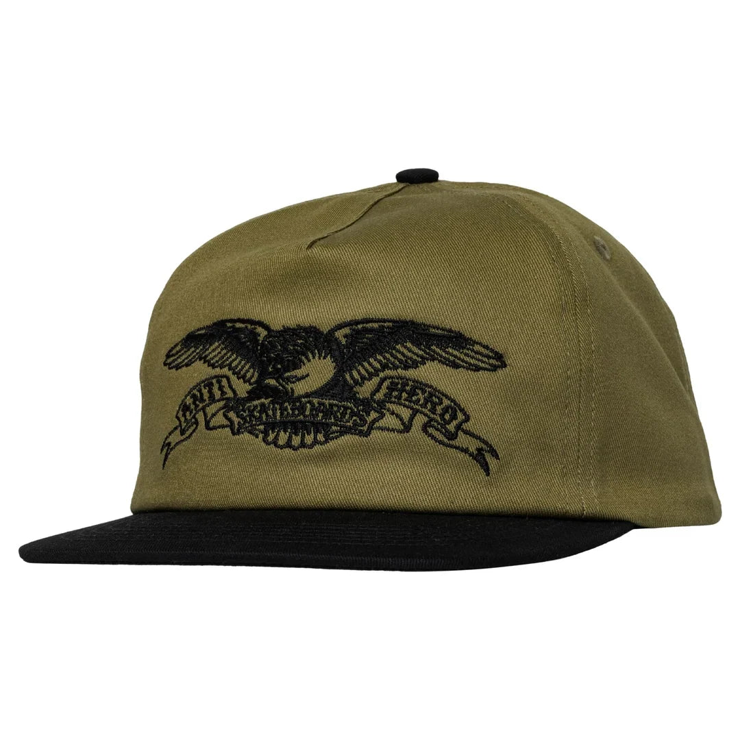 Antihero Basic Eagle Snapback Hat in Tan/Black