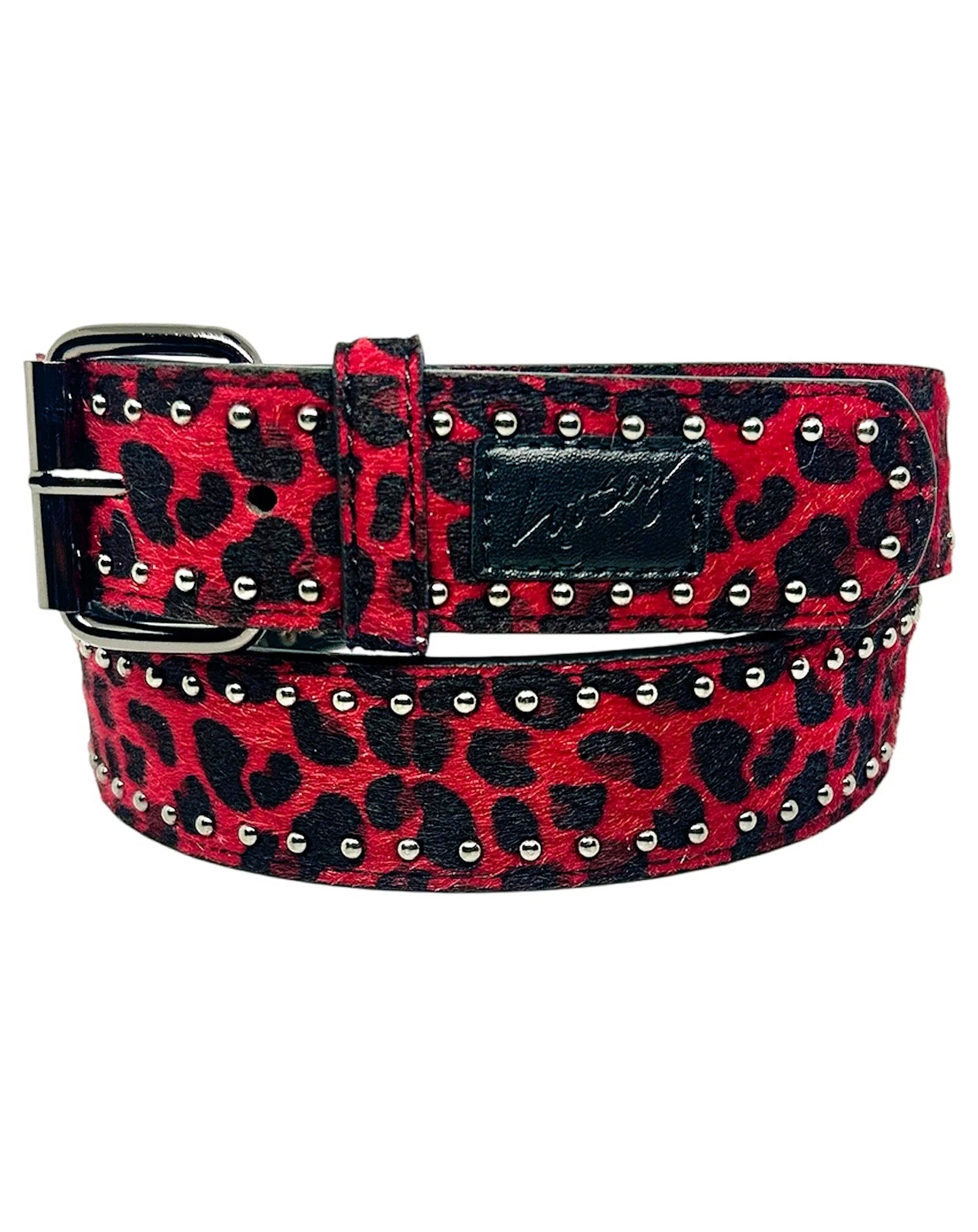 Loosey Cheetah Rivet Belt in Burgandy
