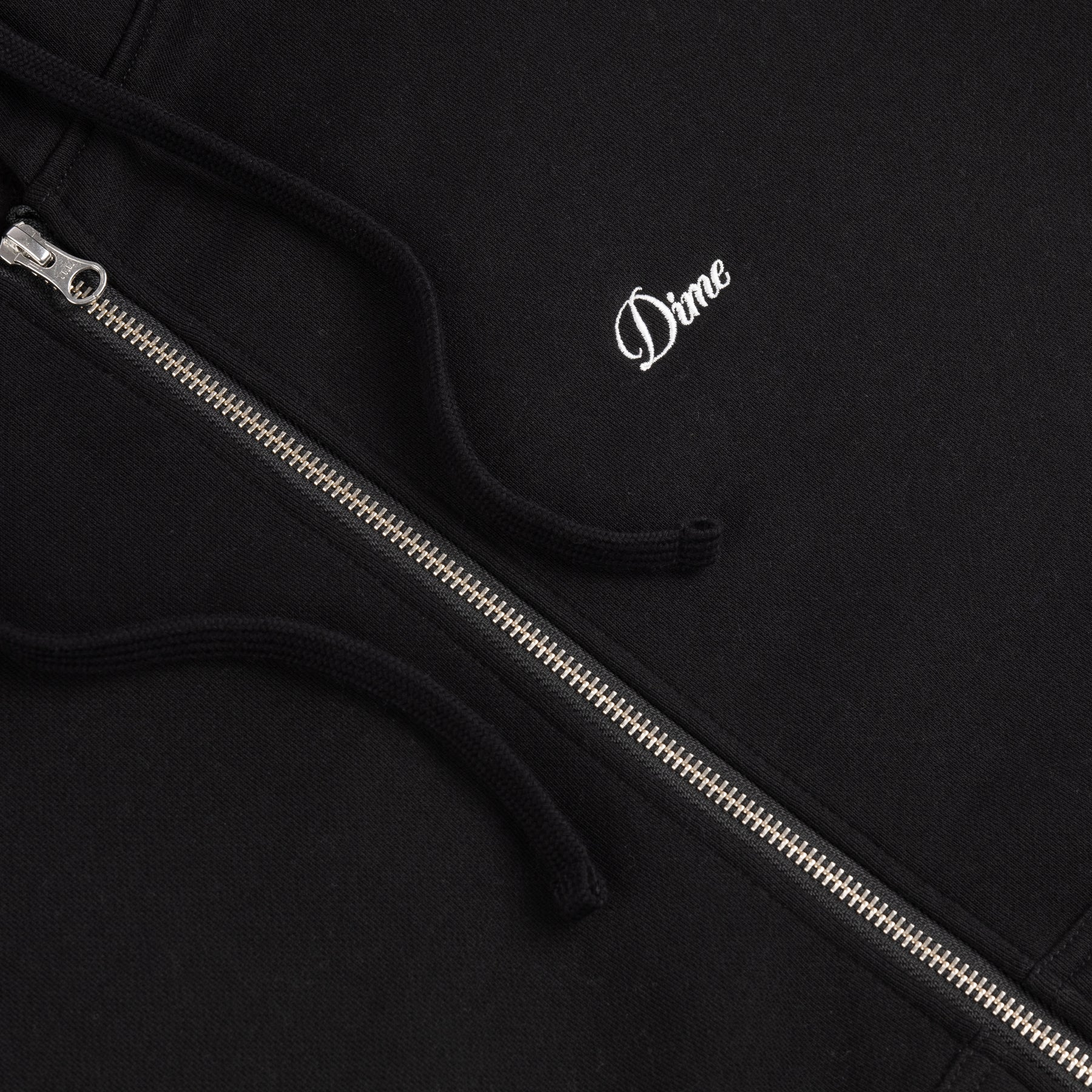 Dime Cursive Zip Hoodie in Black