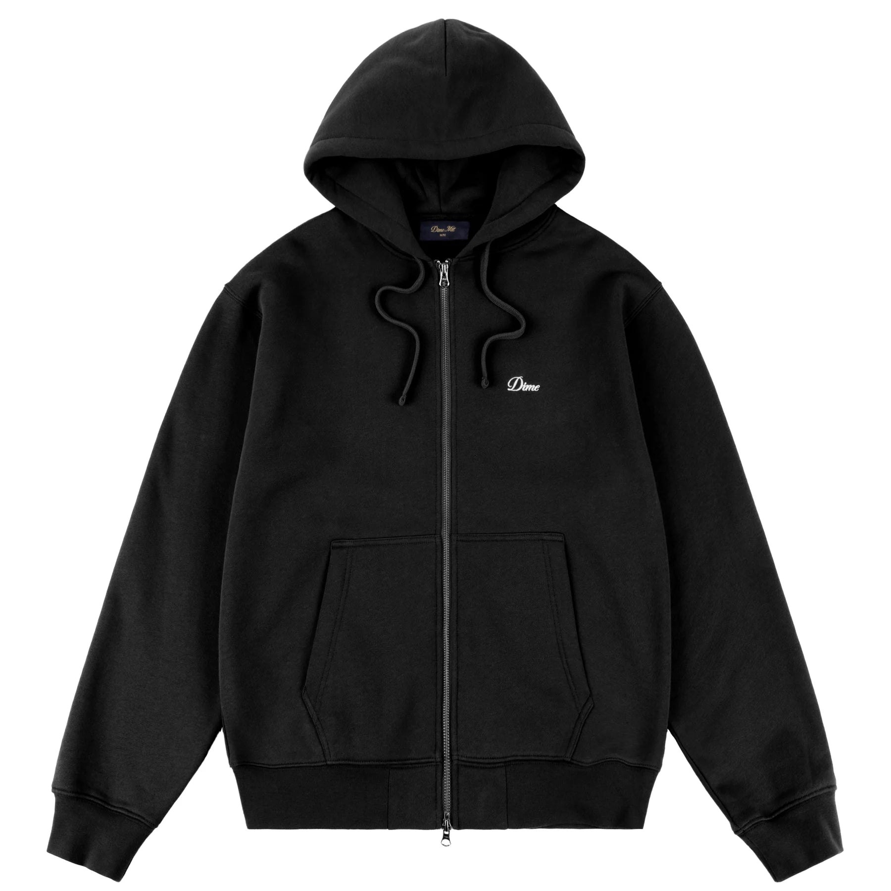 Dime Cursive Zip Hoodie in Black