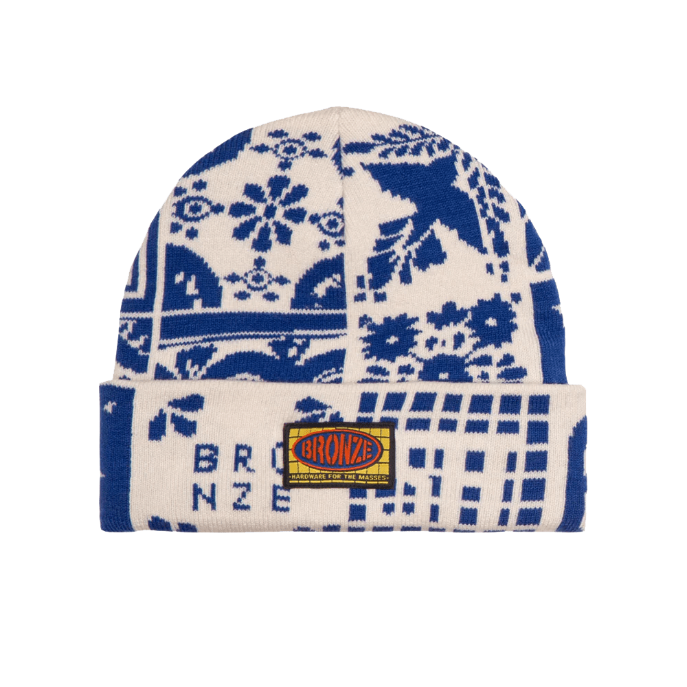 Bronze 56K Azulejo Beanie in Cream/Blue - Goodnews Skateshop