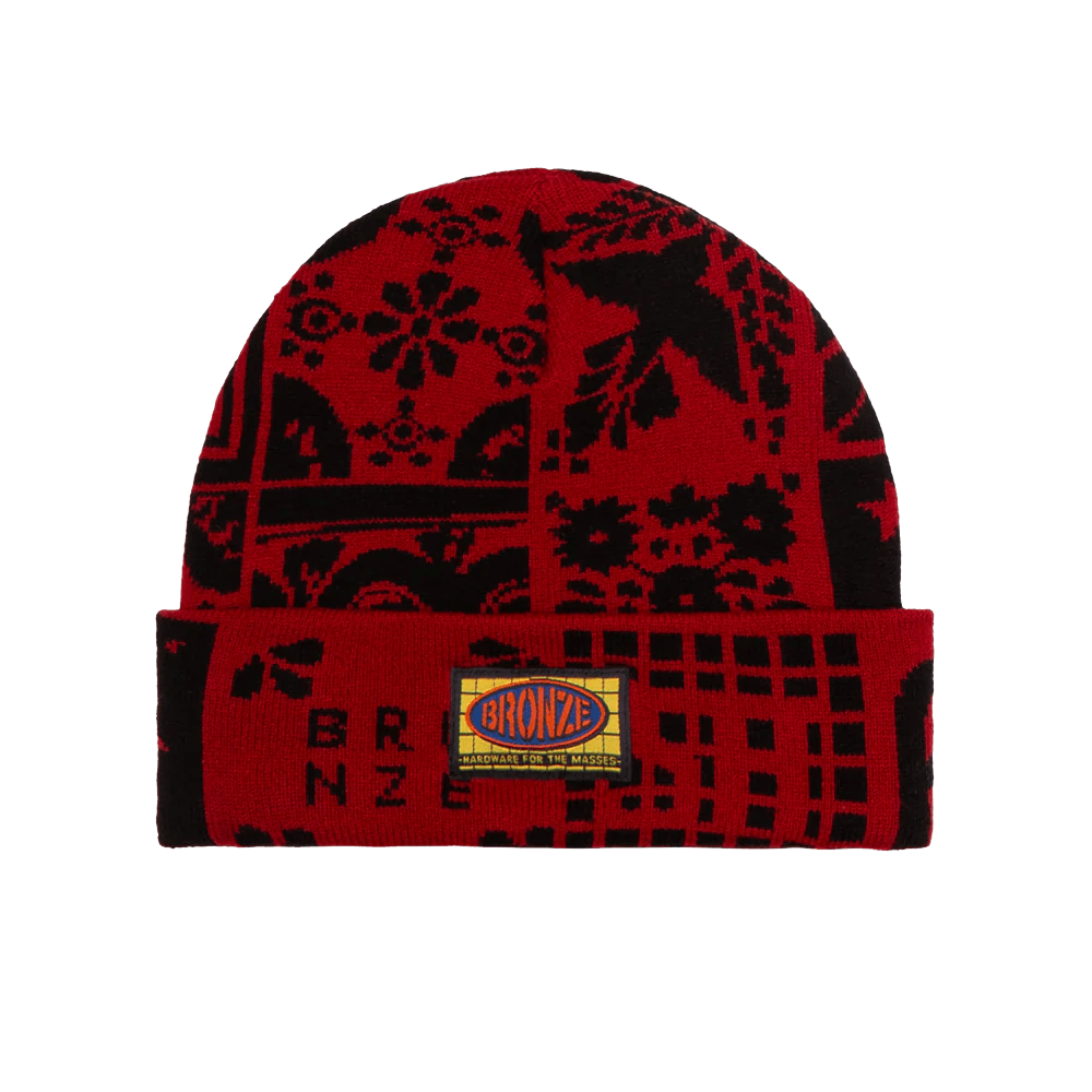 Bronze 56K Azulejo Beanie in Red/Black - Goodnews Skateshop