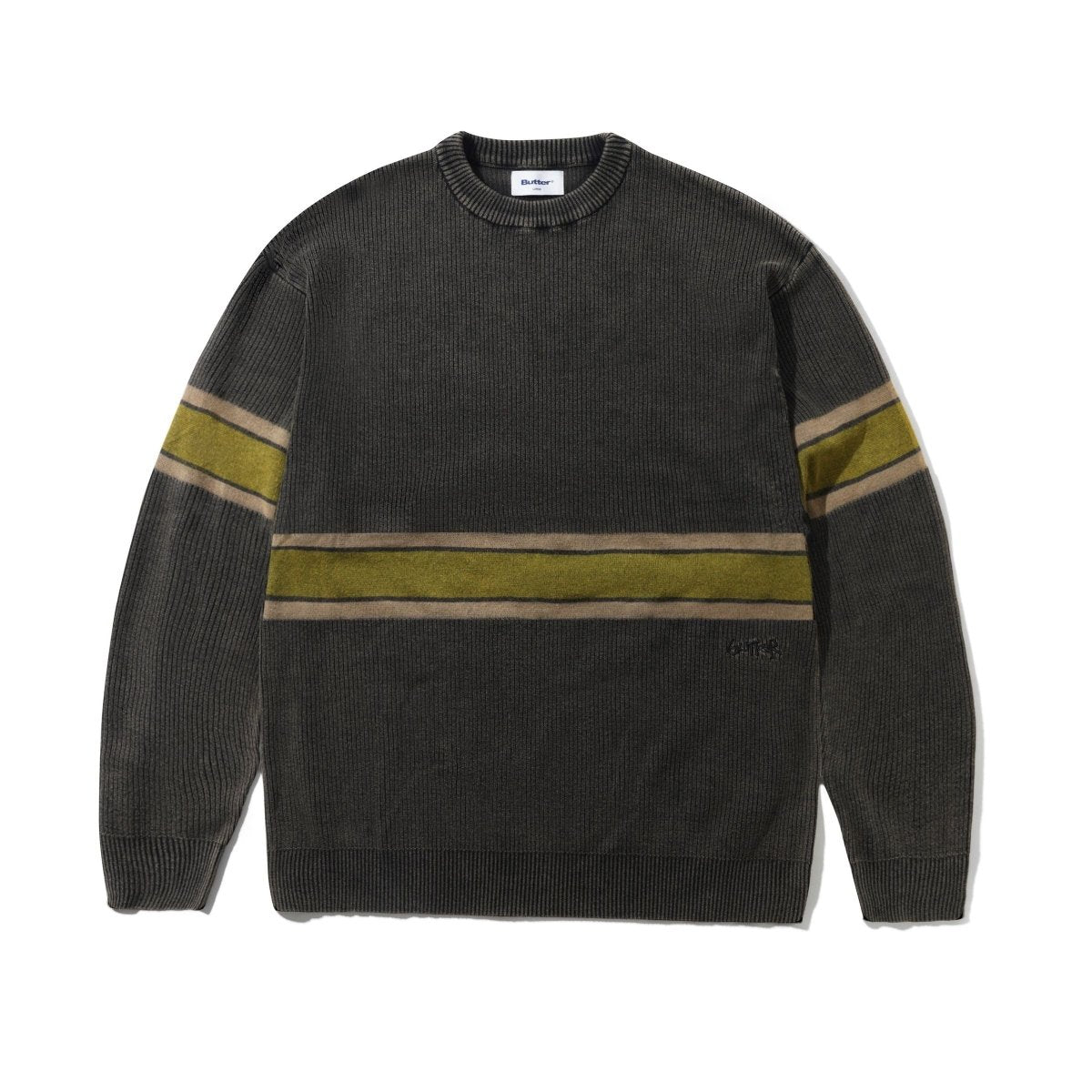 Butter Goods Break Knit Sweater in Washed Black - Goodnews Skateshop