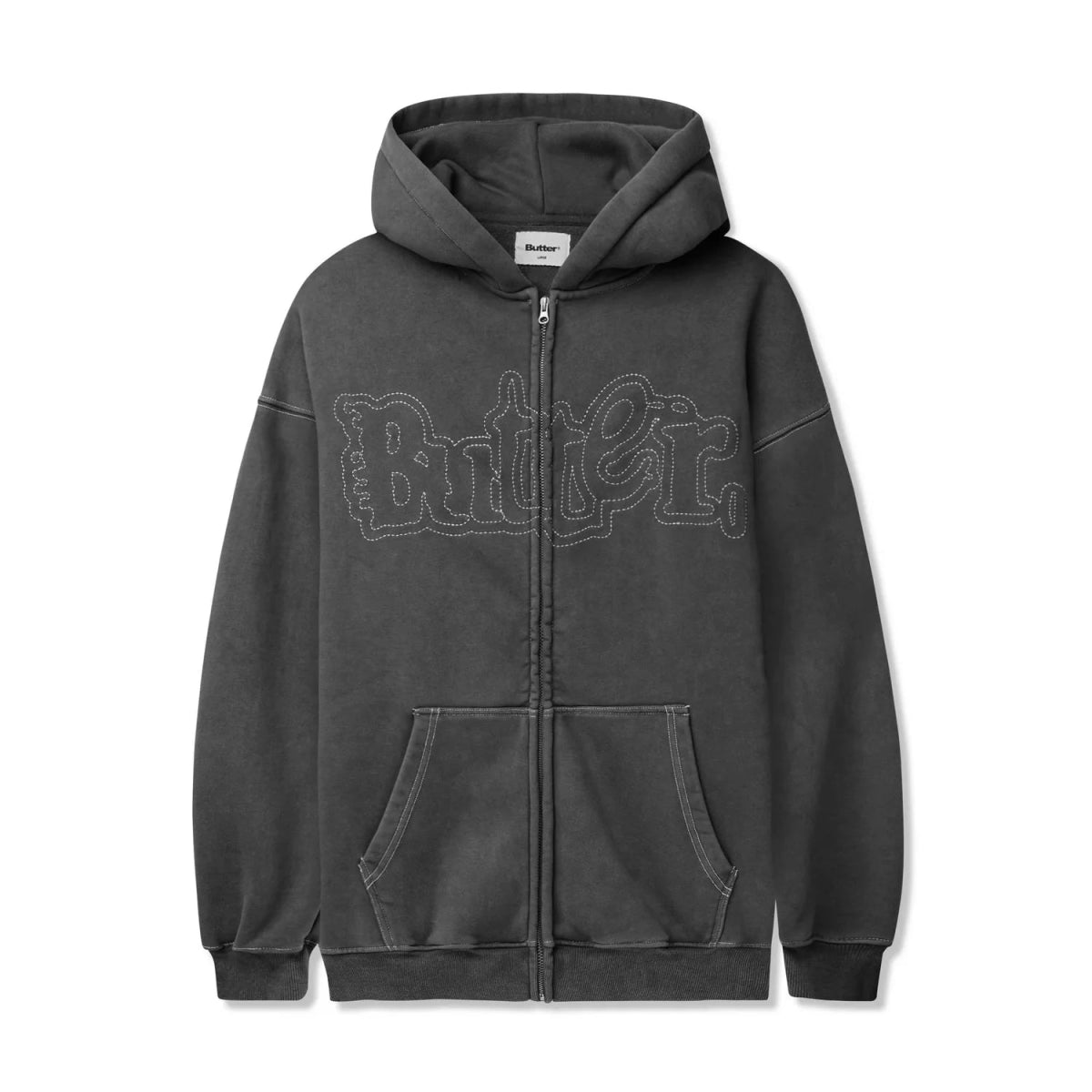 Butter Goods Breakdown Zip - Thru Hoodie in Washed Black - Goodnews Skateshop