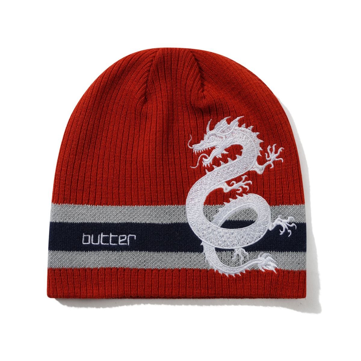 Butter Goods Dragon Skully Beanie in Red - Goodnews Skateshop