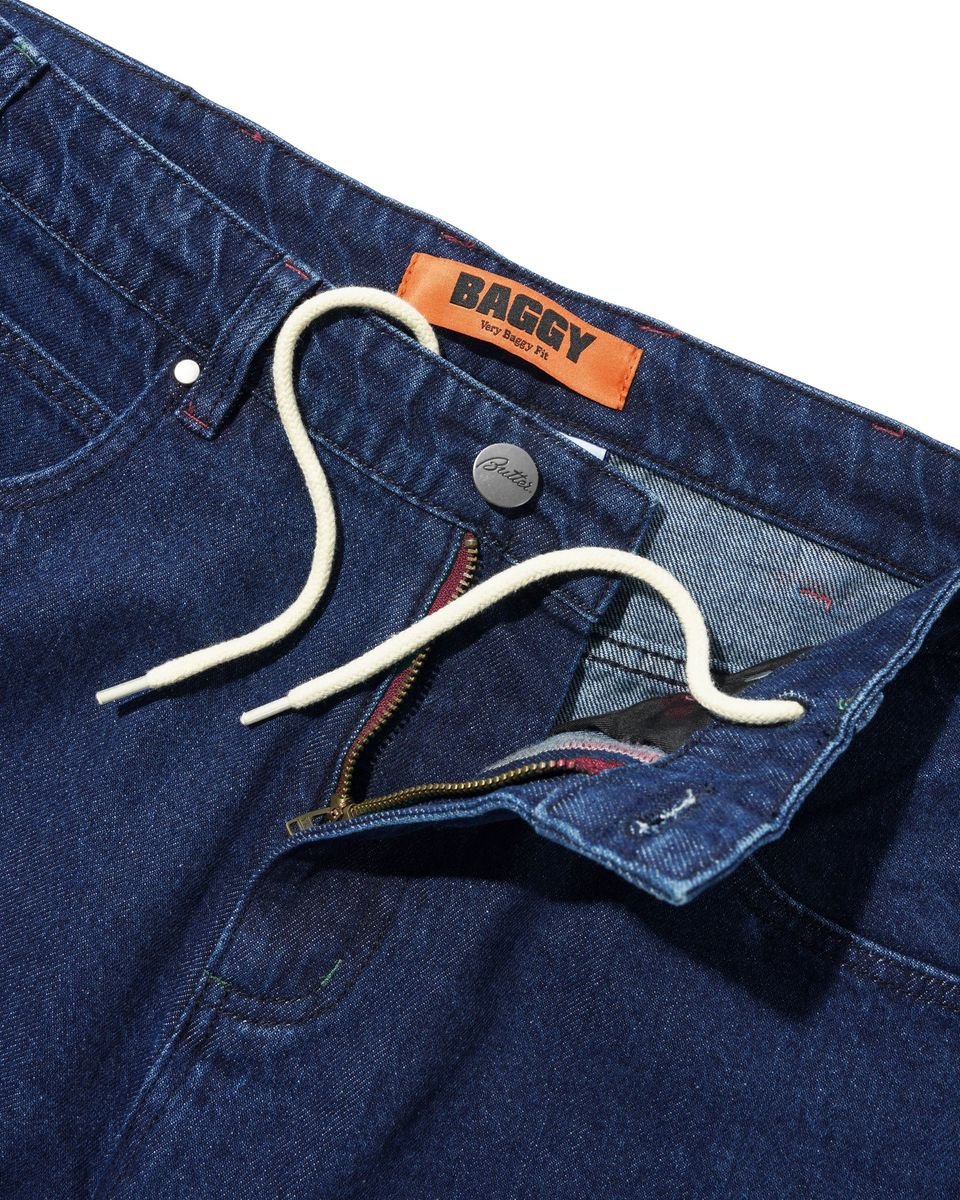 Butter Goods Drummer Baggy Denim Jeans in Raw Dark Indigo - Goodnews Skateshop
