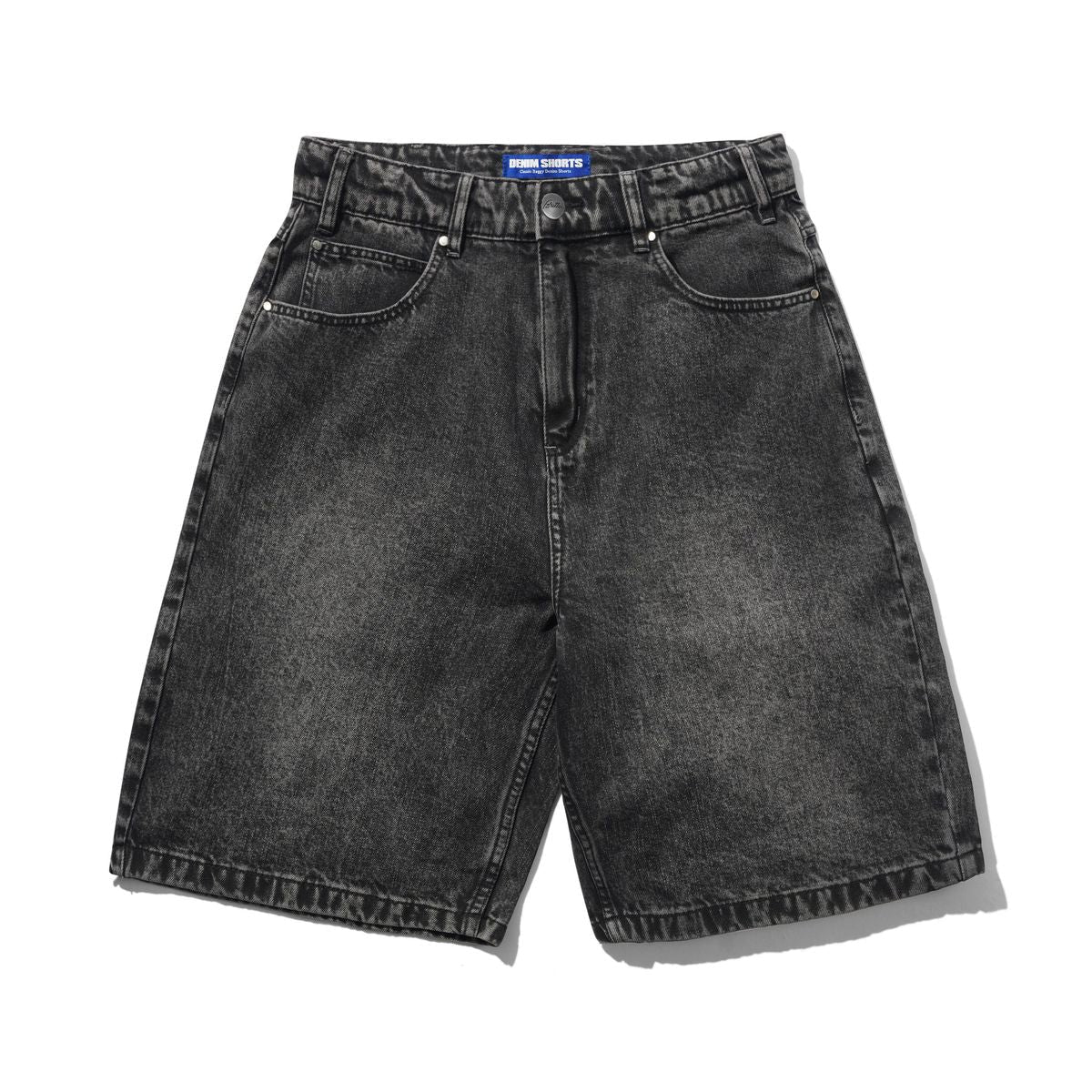 Butter Goods Drummer Baggy Denim Shorts in Streaky Black - Goodnews Skateshop