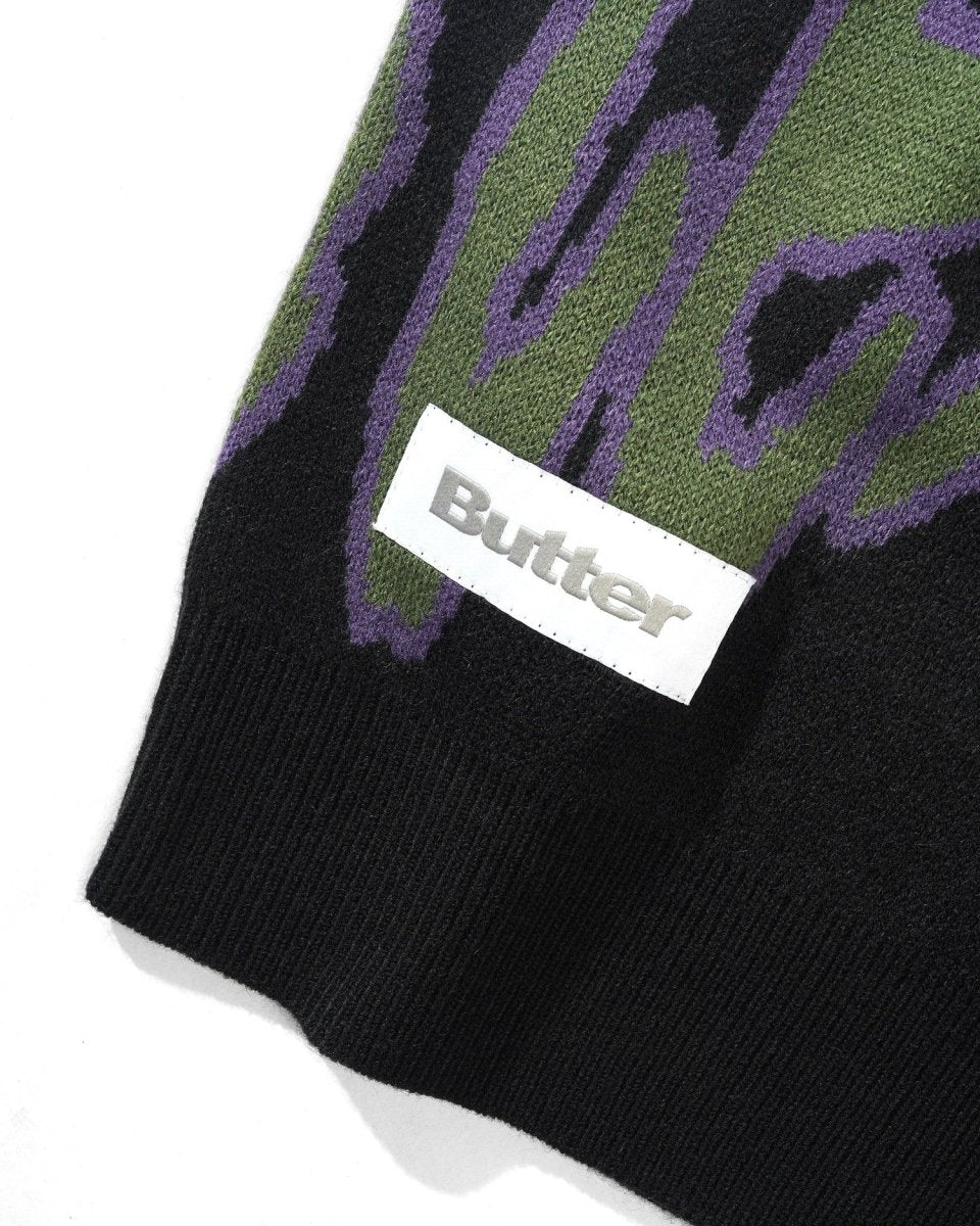 Butter Goods Frenzy Knit Sweater in Black - Goodnews Skateshop