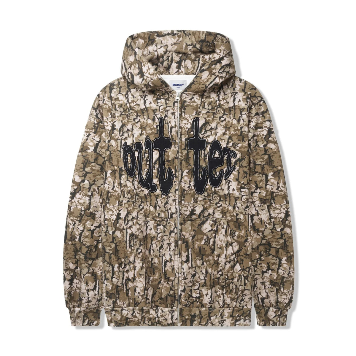 Butter Goods Frenzy Zip - Thru Hoodie in Tan Camo - Goodnews Skateshop