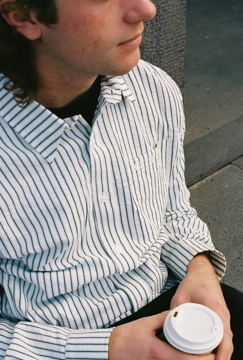 Butter Goods Lines Shirt in White - Goodnews Skateshop