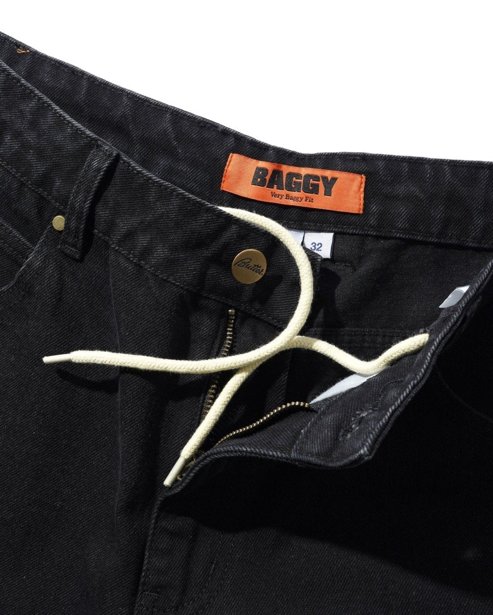 Butter Goods Lock Baggy Denim Jeans in Black - Goodnews Skateshop