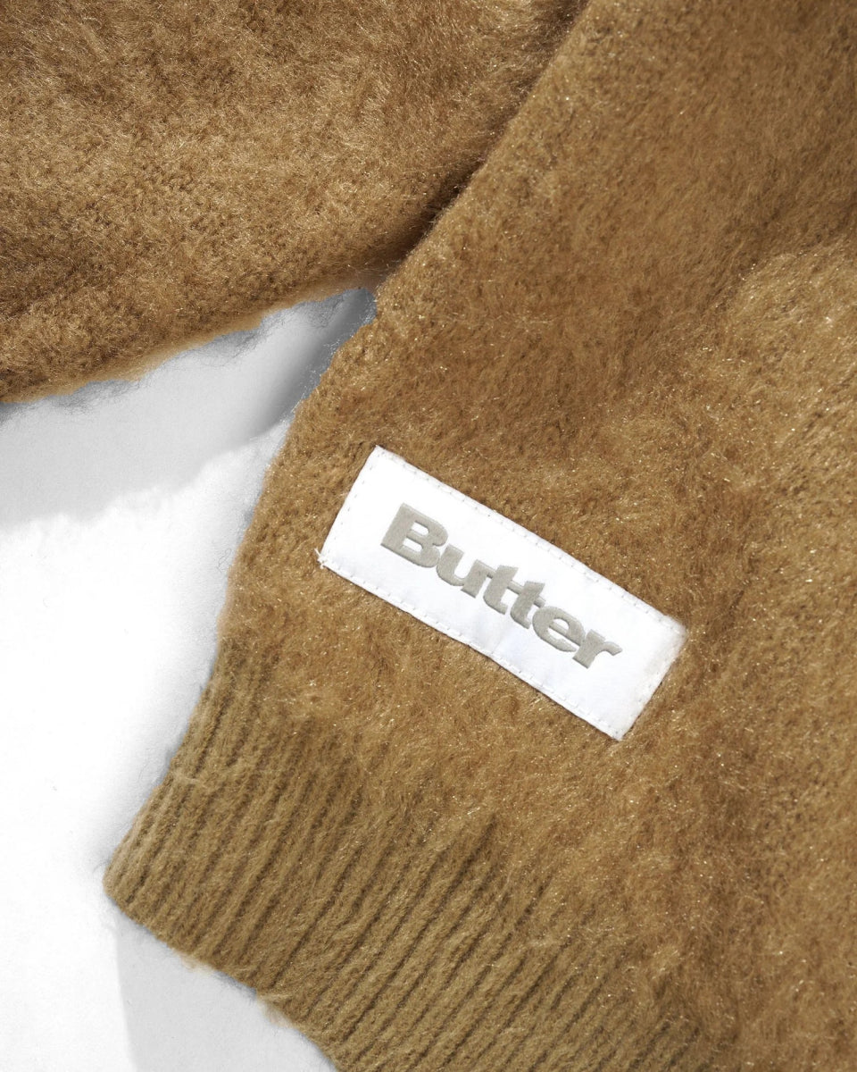 Butter Goods Mohair Button Up Knitted Shirt in Tan - Goodnews Skateshop