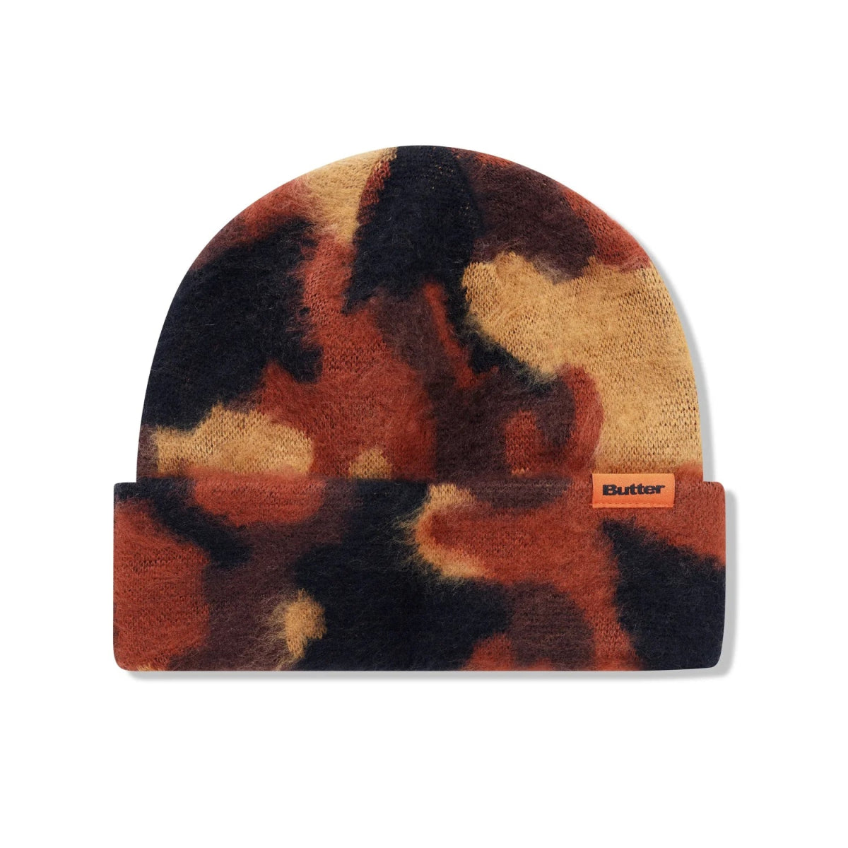 Butter Goods Mohair Camo Cuff Beanie in Burnt Orange - Goodnews Skateshop